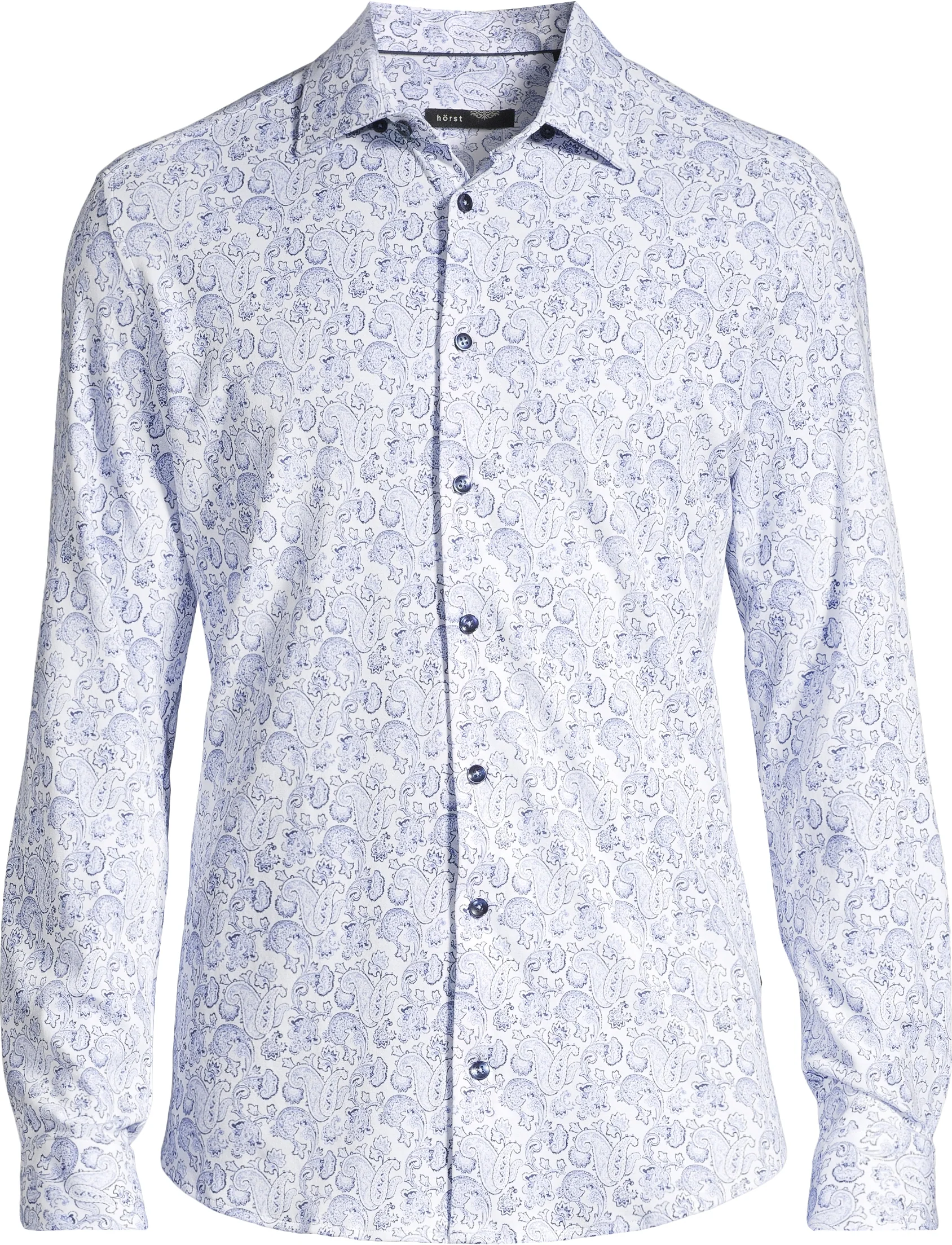 Cotton/Stretch Large Paisley Knit Sport Shirt - Blue - Image 3