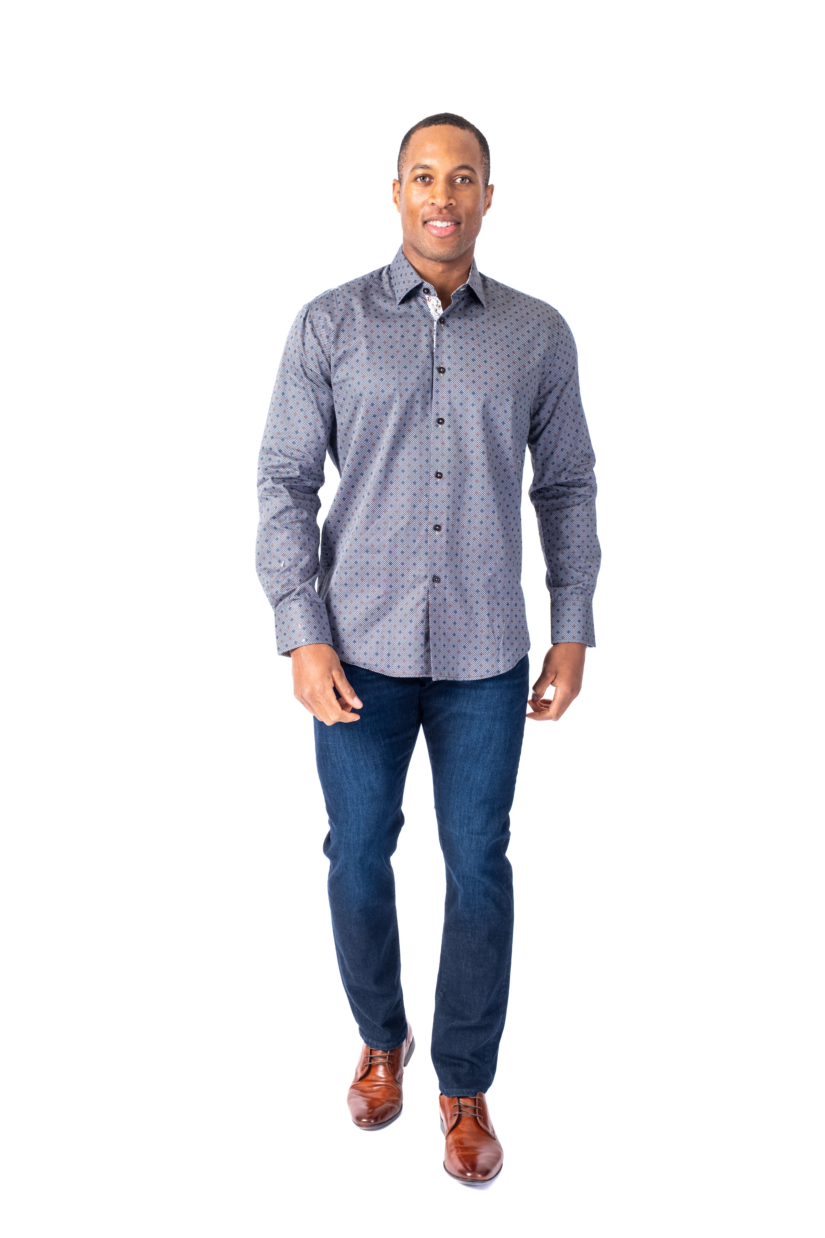 Diamond Print "Charm" Sport Shirt - Black - Image 2