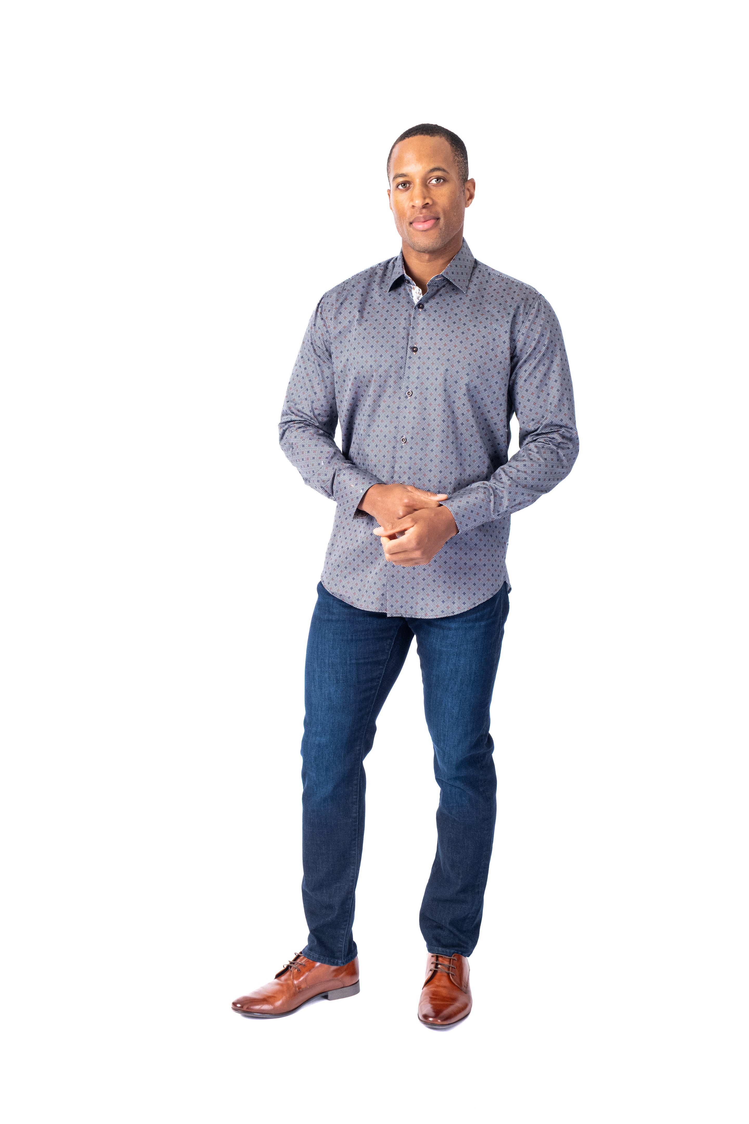 Diamond Print "Charm" Sport Shirt - Black - Image 3