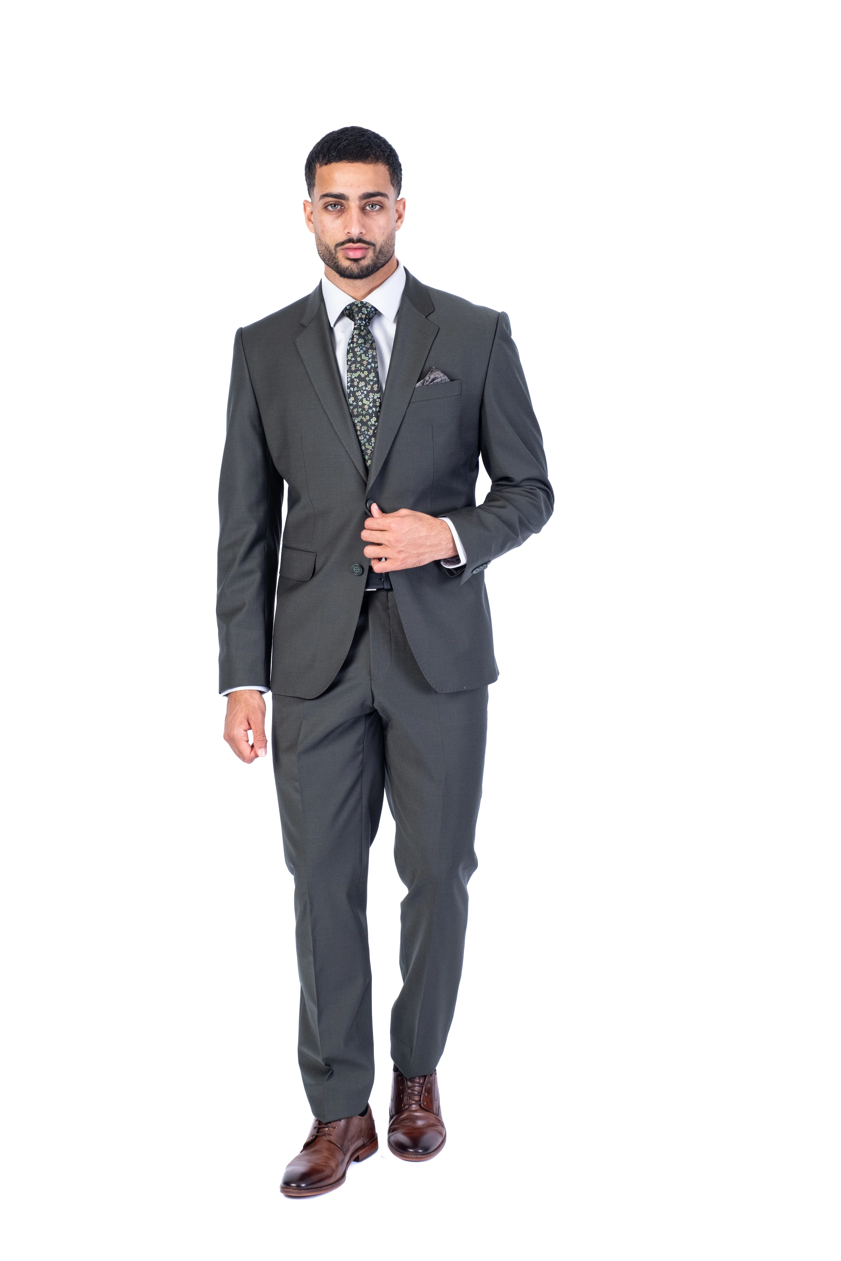 Extreme Slim European Wool Suit - Sage/Green - Image 3