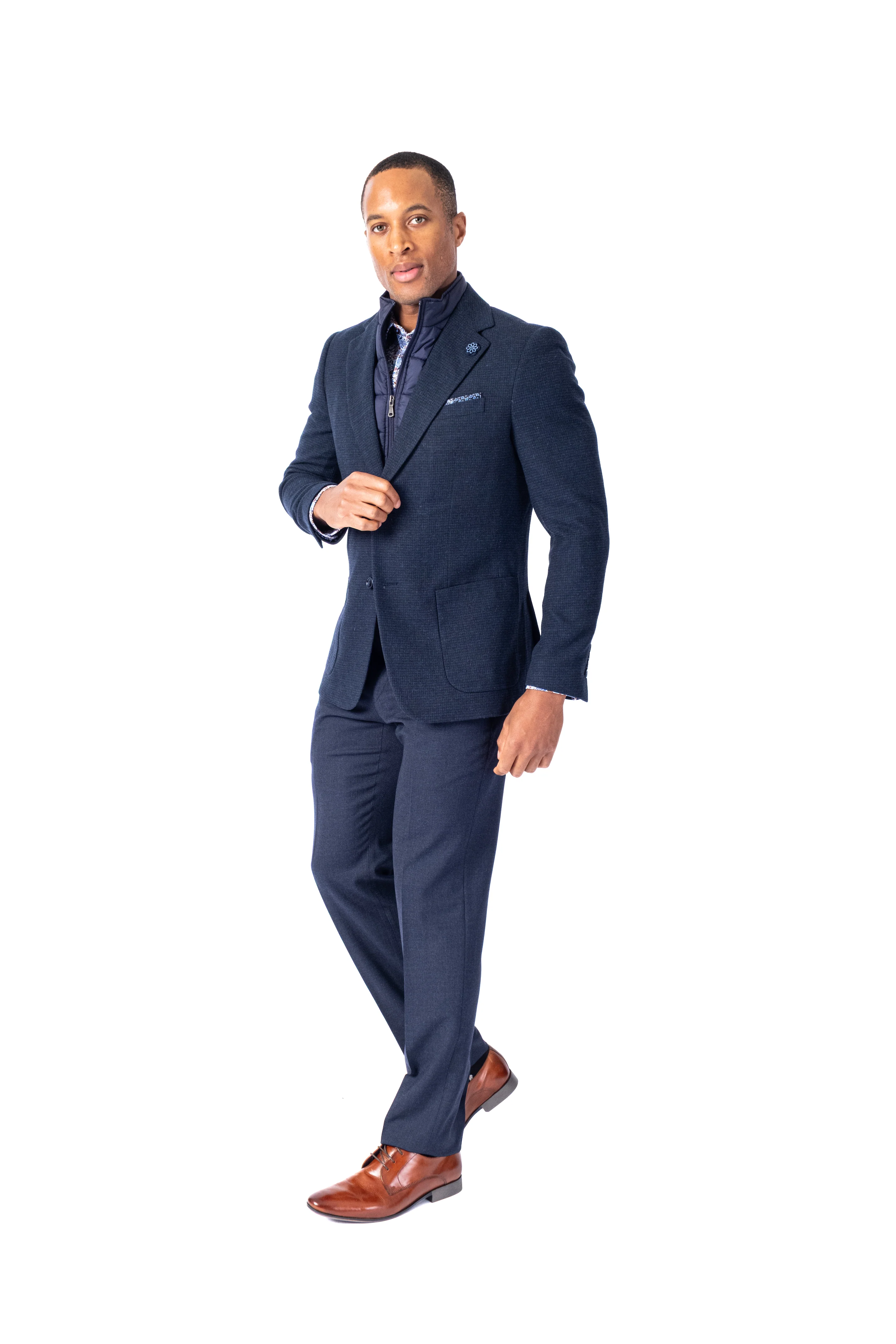 Houndstooth Blazer w/ Zipout Bib - Navy - Image 3