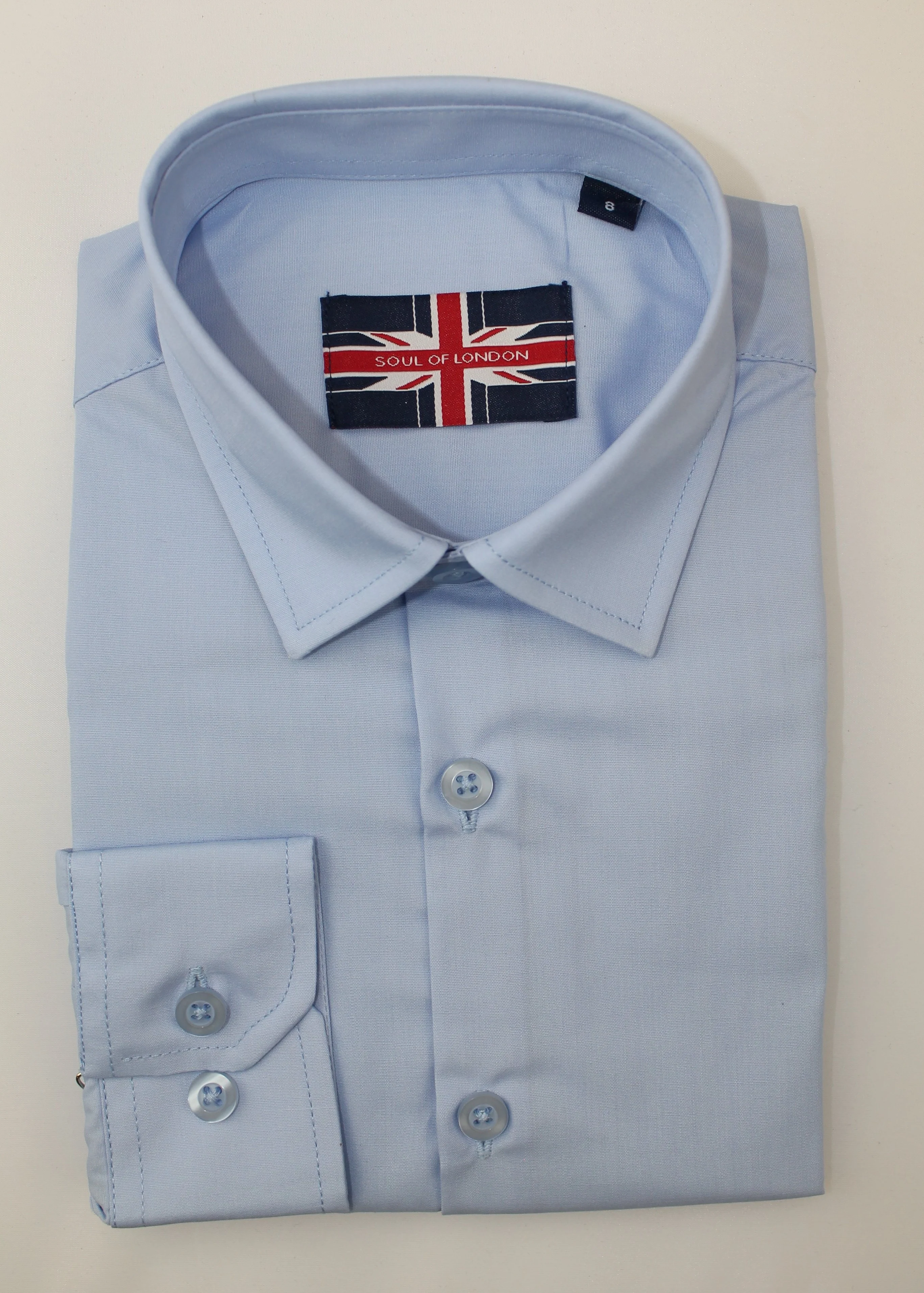 Kids Solid Dress Shirt - Light Blue - Image 3