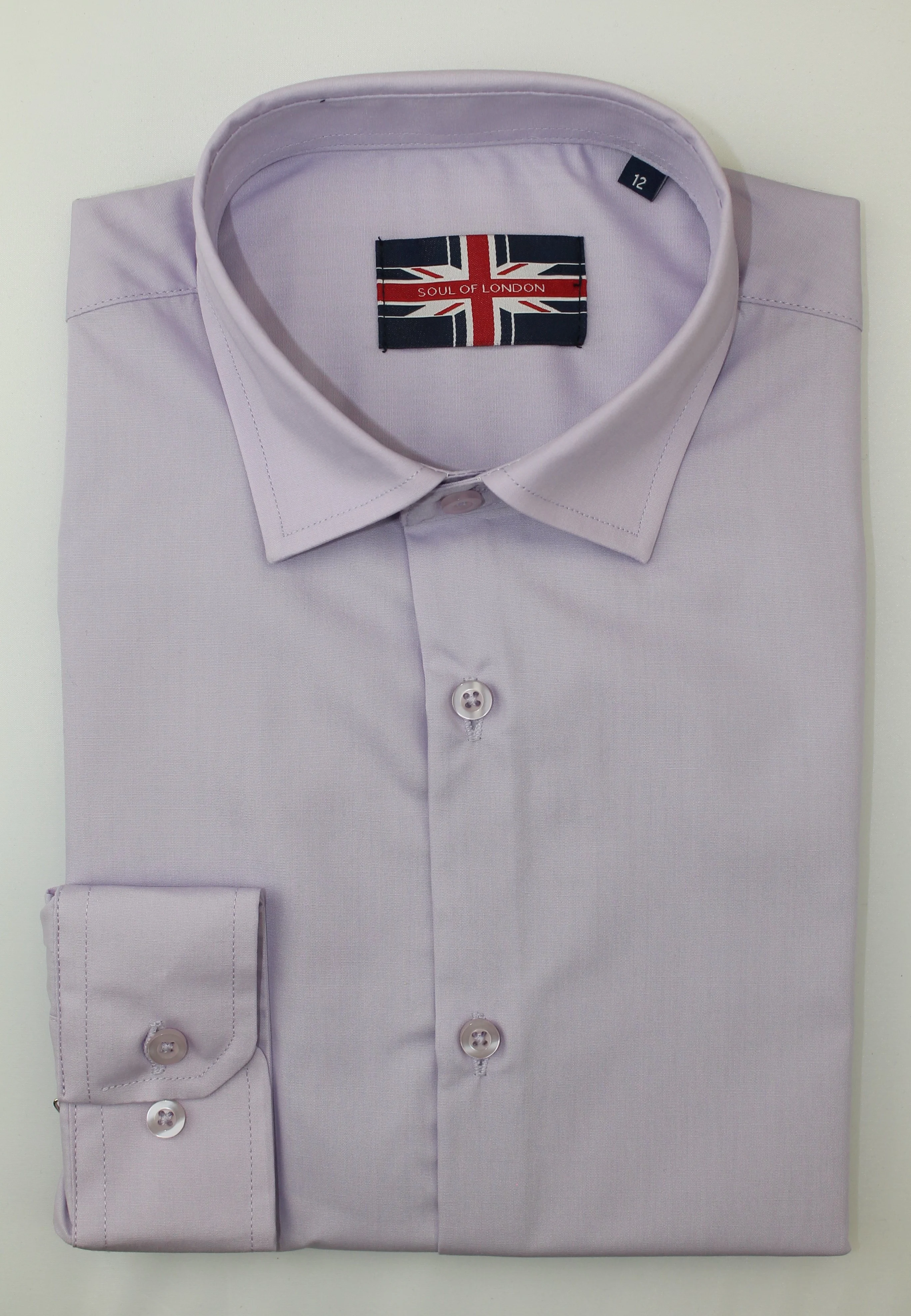 Kids Solid Dress Shirt - Lilac - Image 3