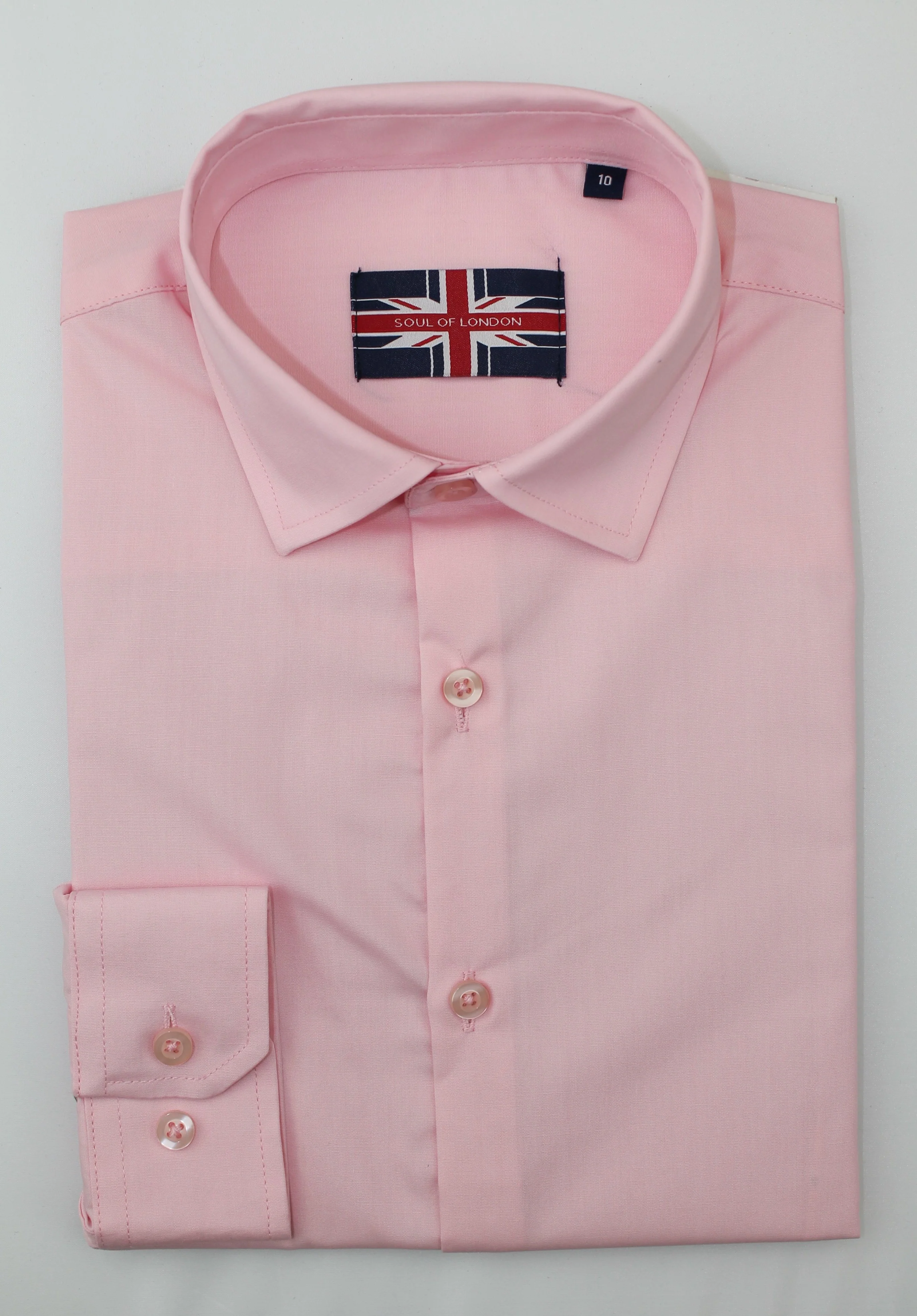 Kids Solid Dress Shirt - Pink - Image 3