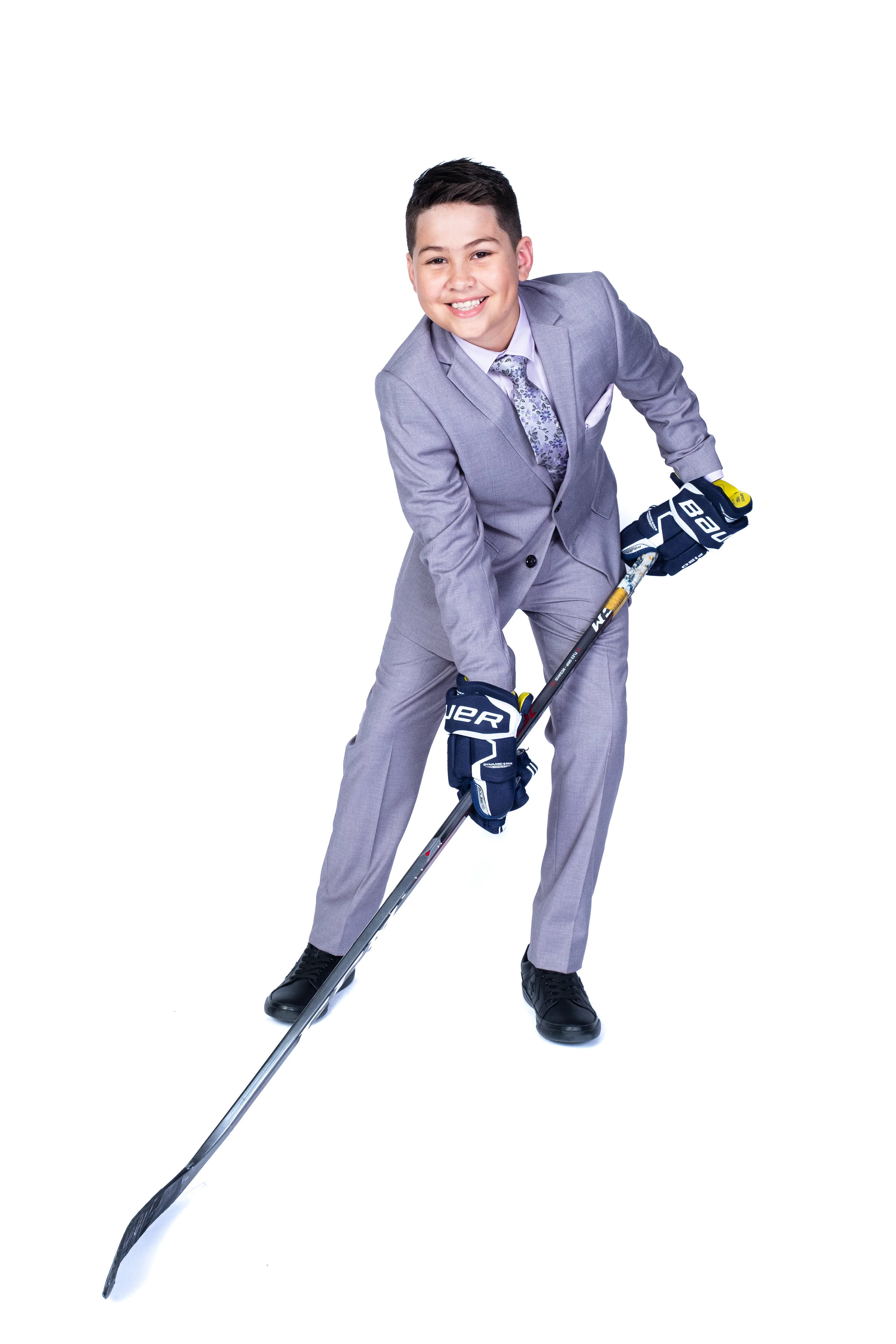 Kids Solid Stretch Suits - Silver - Image 3