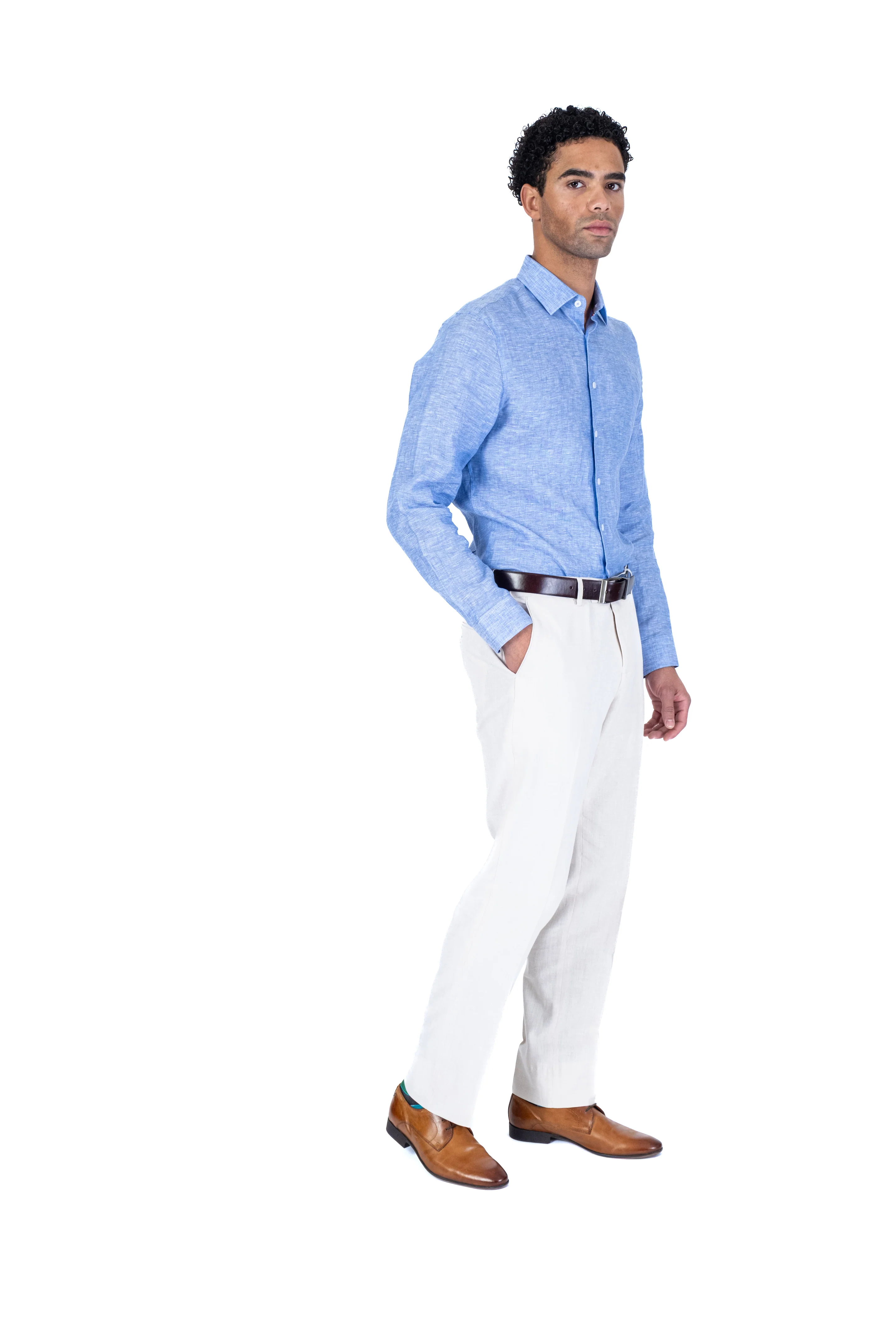 Linen Dress Pant Separate - Off White - Image 3