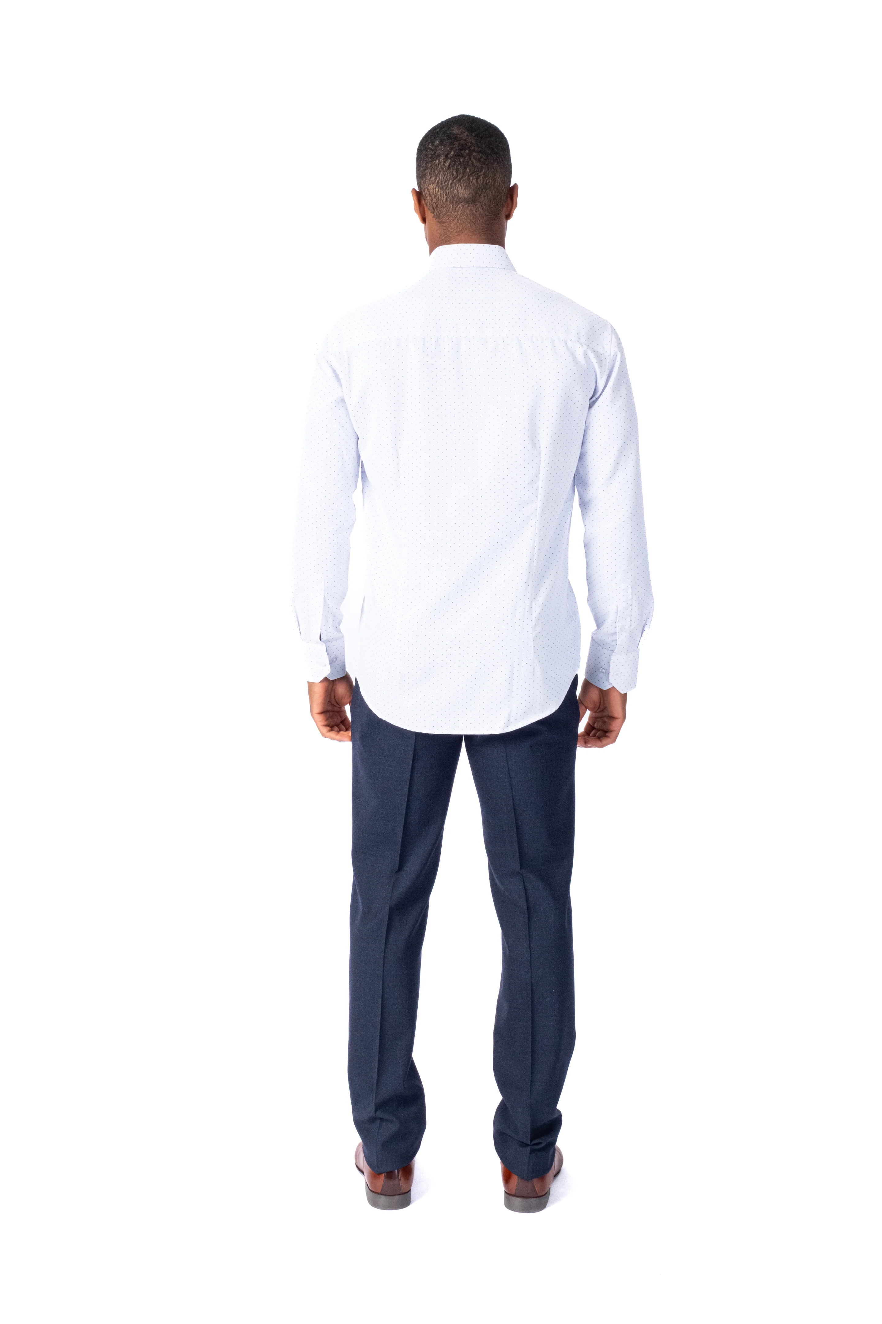 Modern Dot Print "Biscuit" Sport Shirt - Sky - Image 4