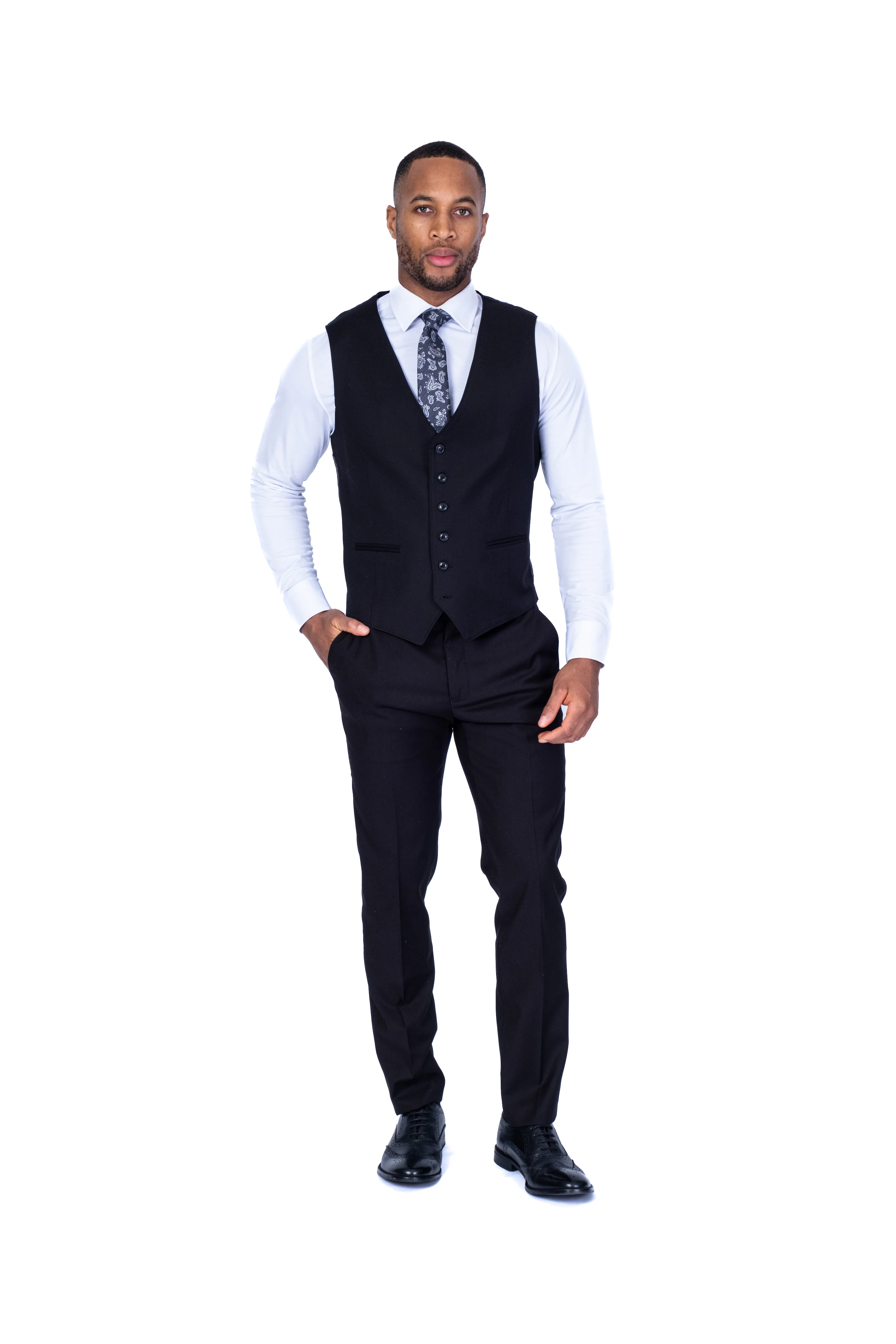 Modern Fit 3pc Solid Suit - Black - Image 3