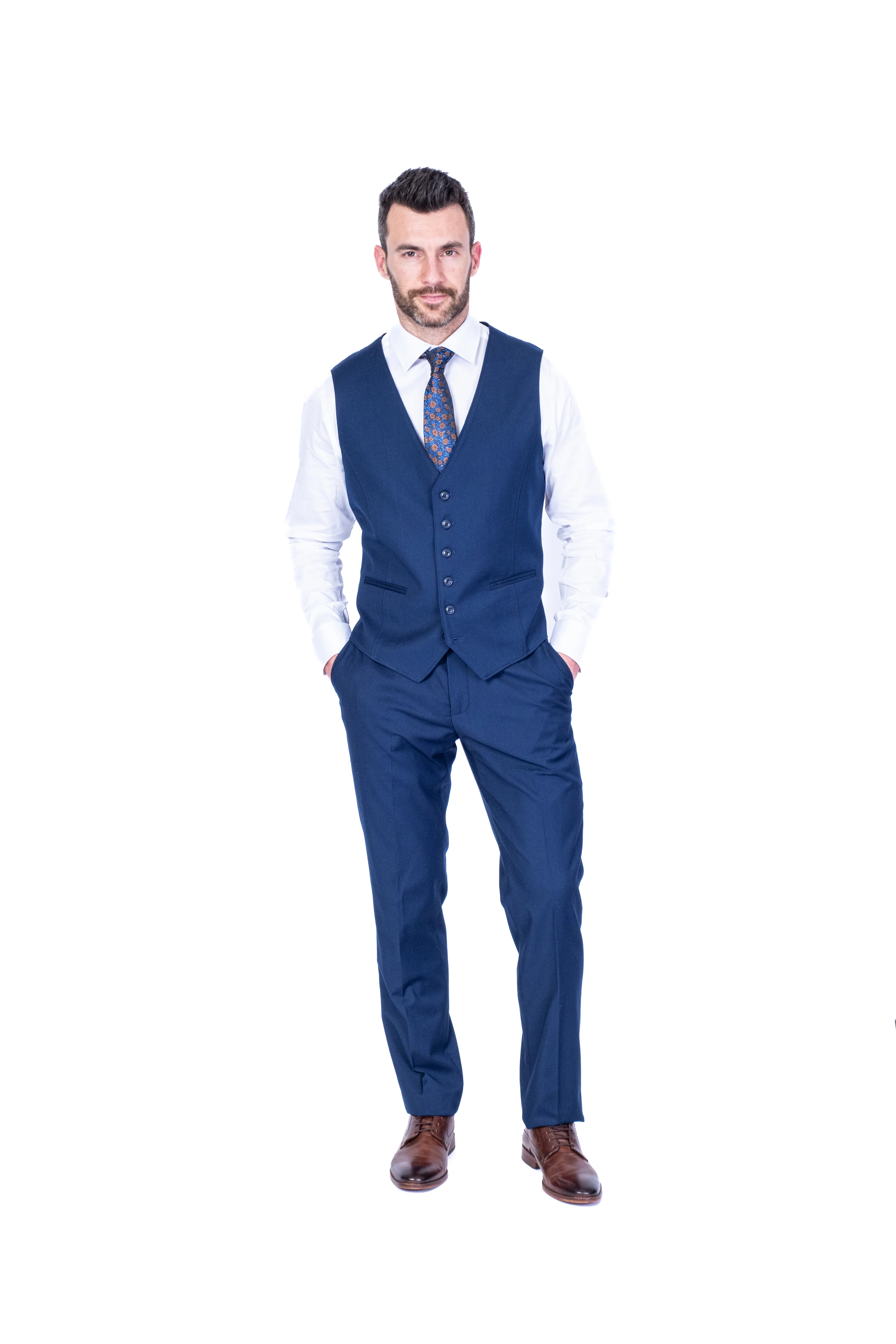 Modern Fit 3pc Solid Suit - Blue - Image 3