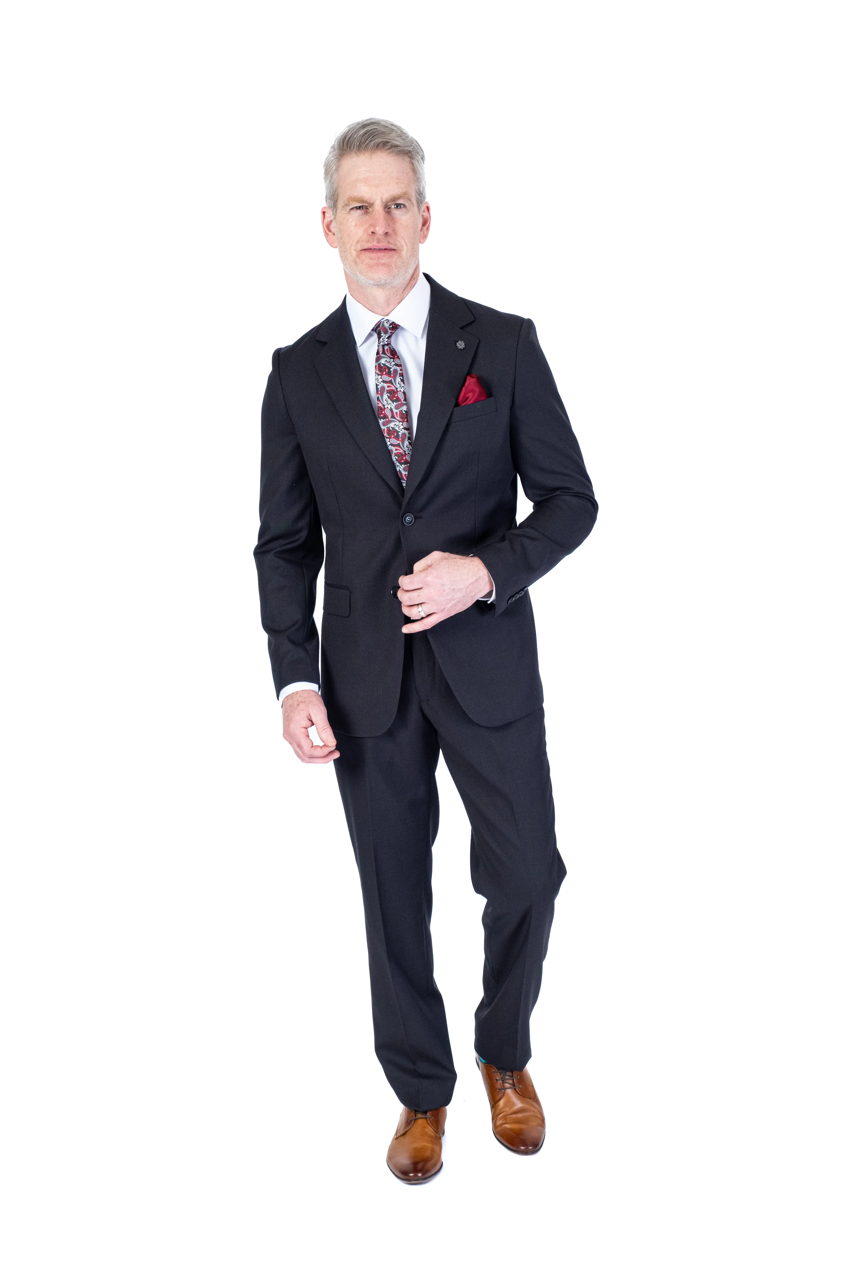Modern Slim Fit Tonal Neat Suit - Black - Image 2
