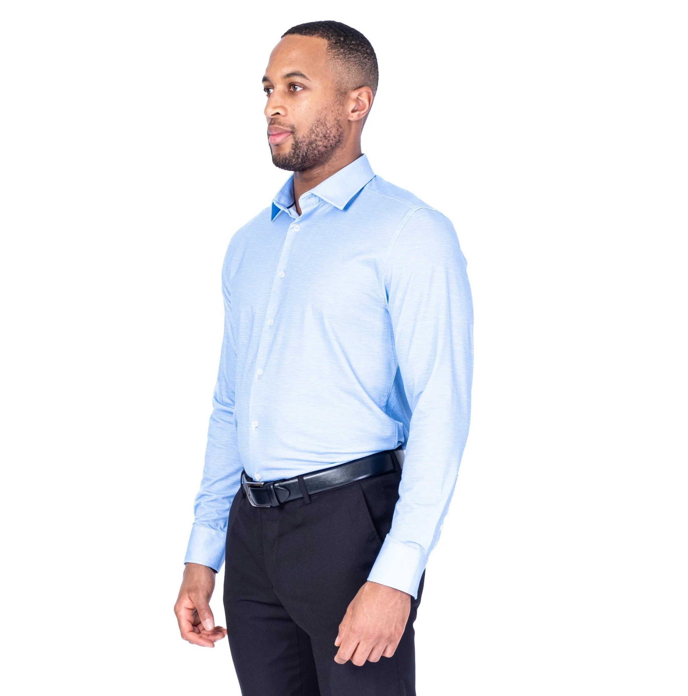 Performance Stretch Solid Dress Shirt - Light Blue - Image 2