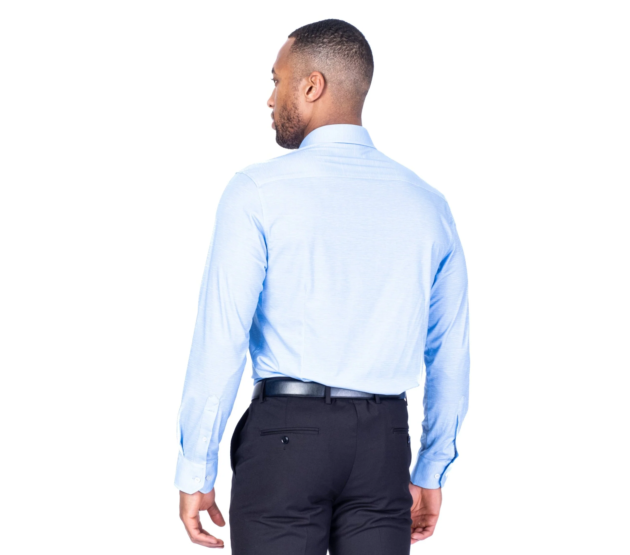 Performance Stretch Solid Dress Shirt - Light Blue - Image 3