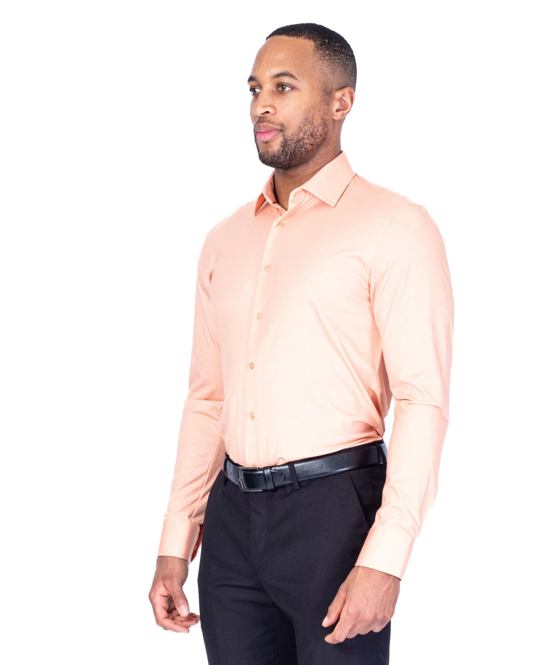 Performance Stretch Solid Dress Shirt - Mango - Image 2