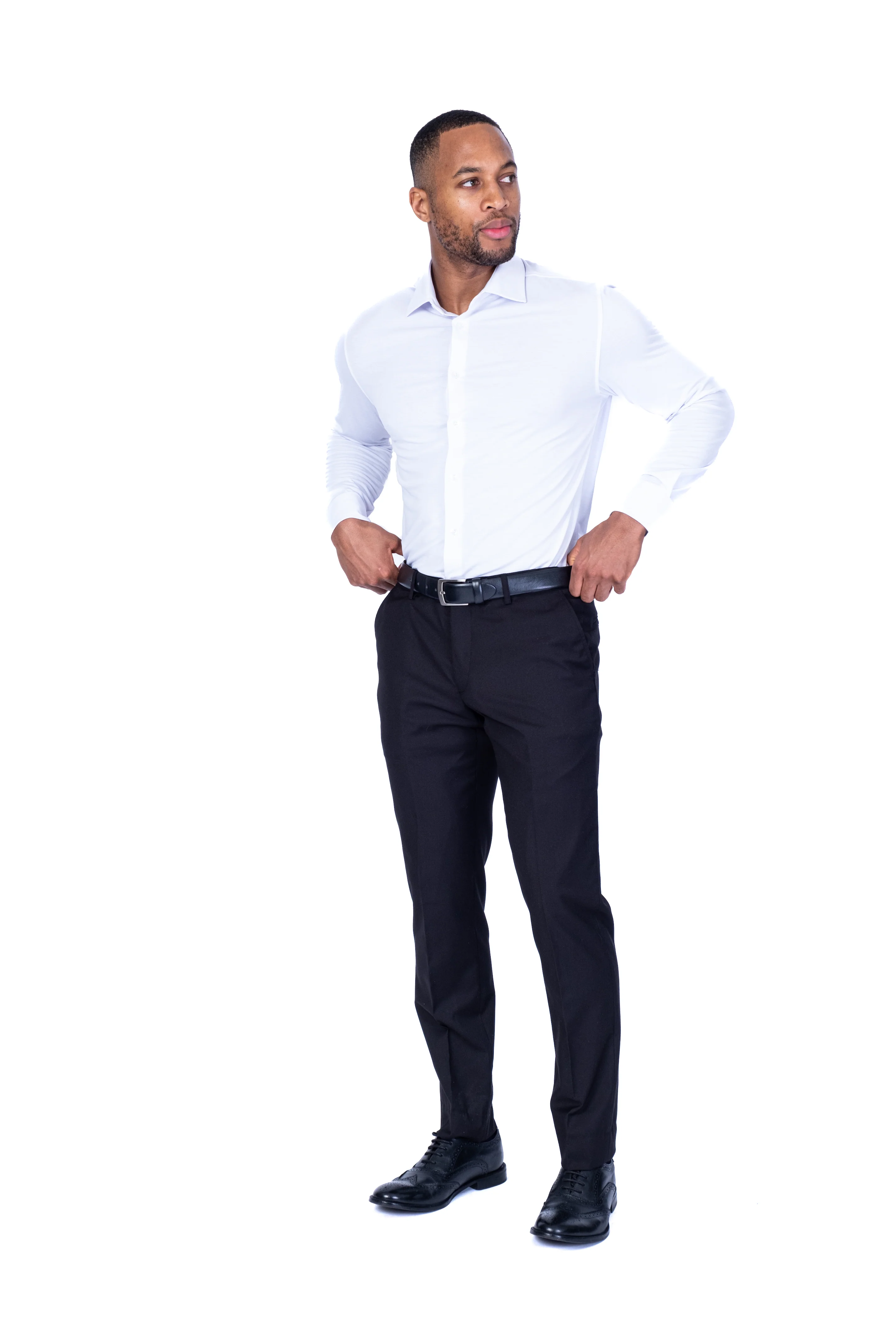 Performance Stretch Solid Dress Shirt - White - Image 3