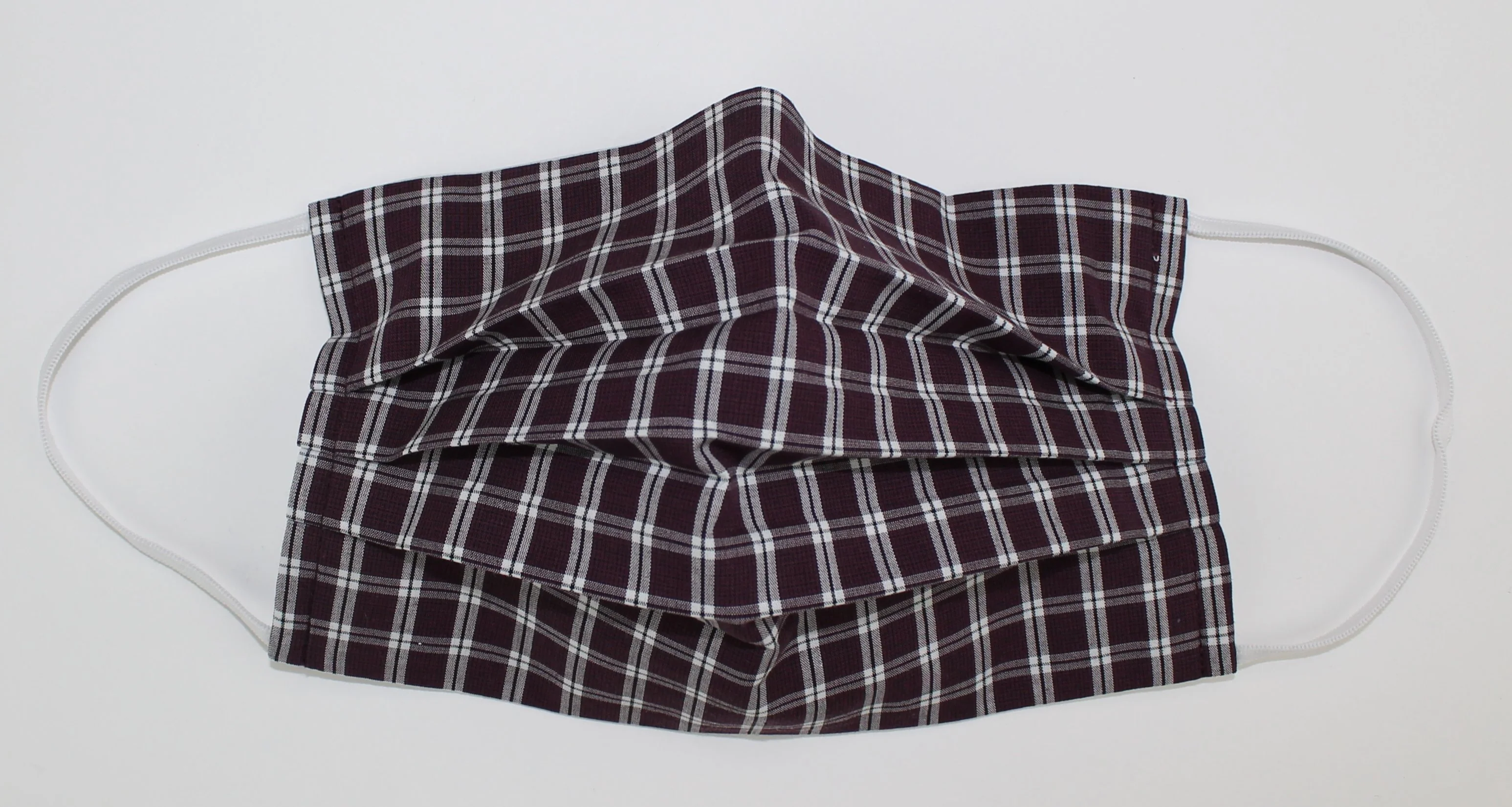 Plaid Italian Print Face Mask w/ Nose Wire - Burgundy
