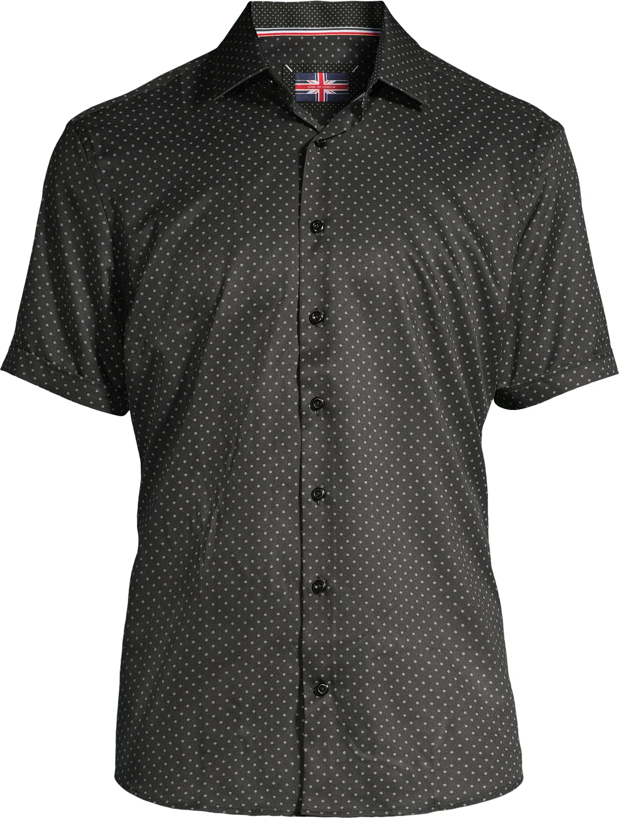 Short-Sleeve Micro/Stretch Neat Sport Shirt - Black - Image 3