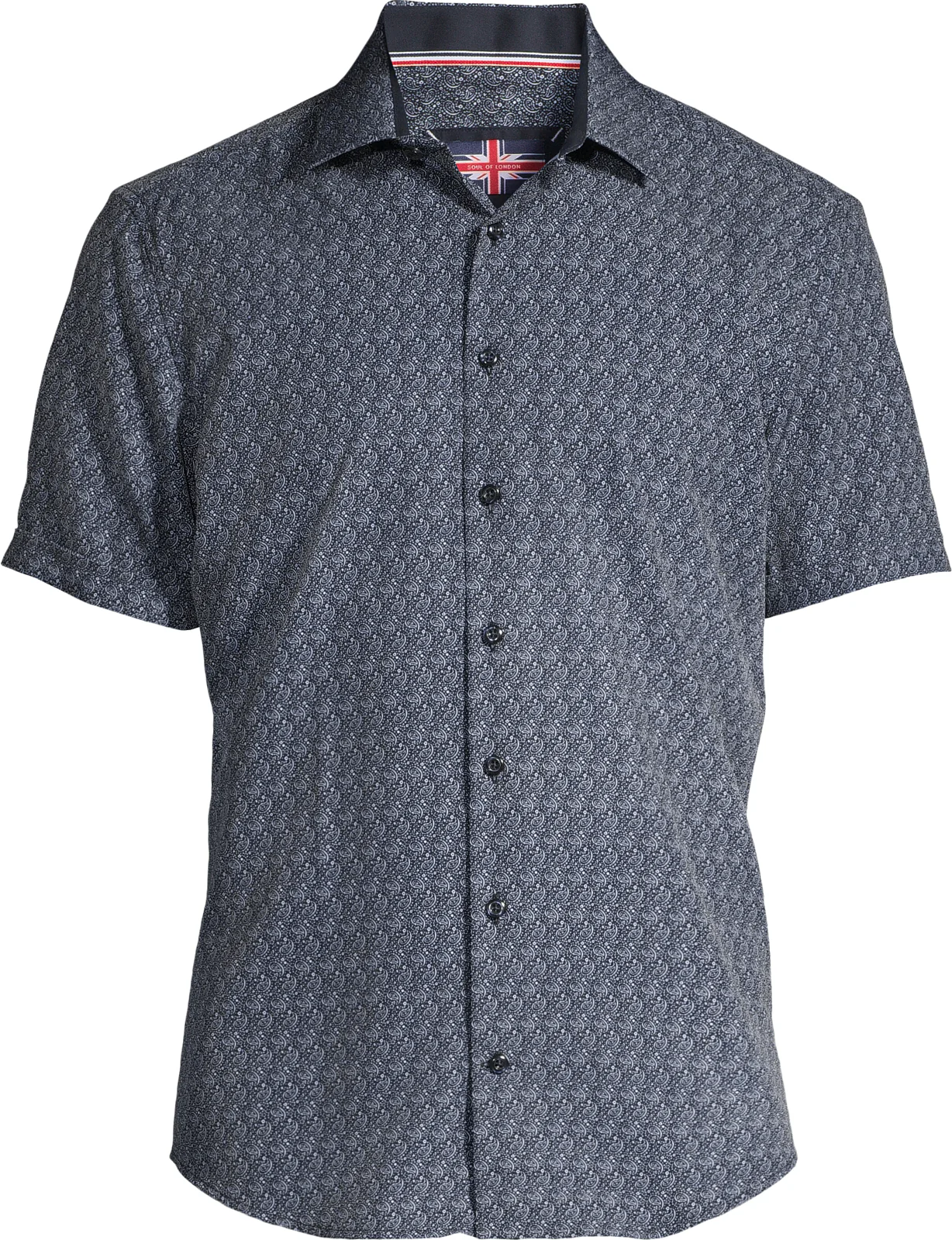 Short-Sleeve Micro/Stretch Paisley Print Sport Shirt - Black - Image 3