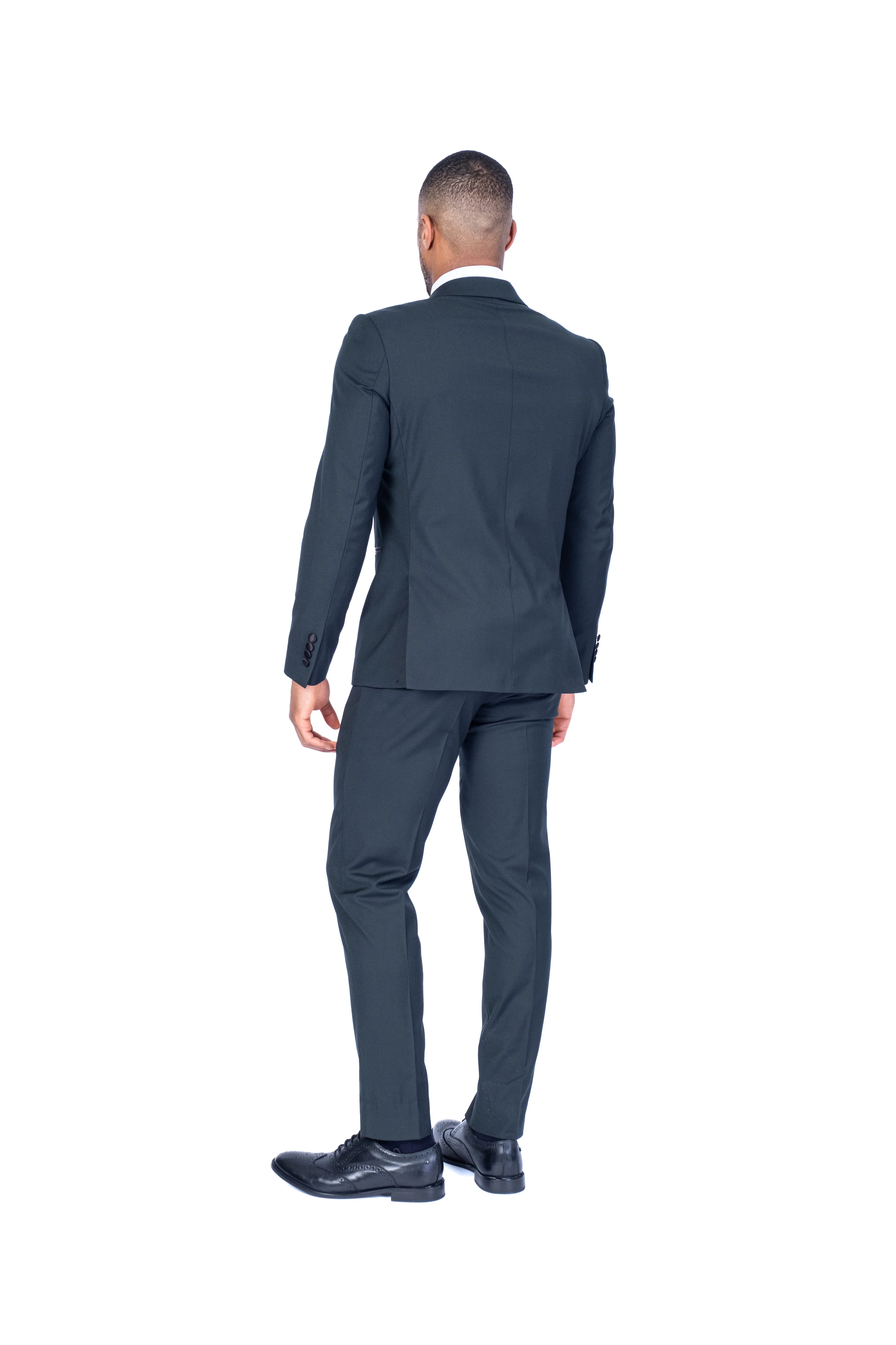 Solid Slim Fit Wide Peak Lapel Tuxedo - Hunter Green - Image 4