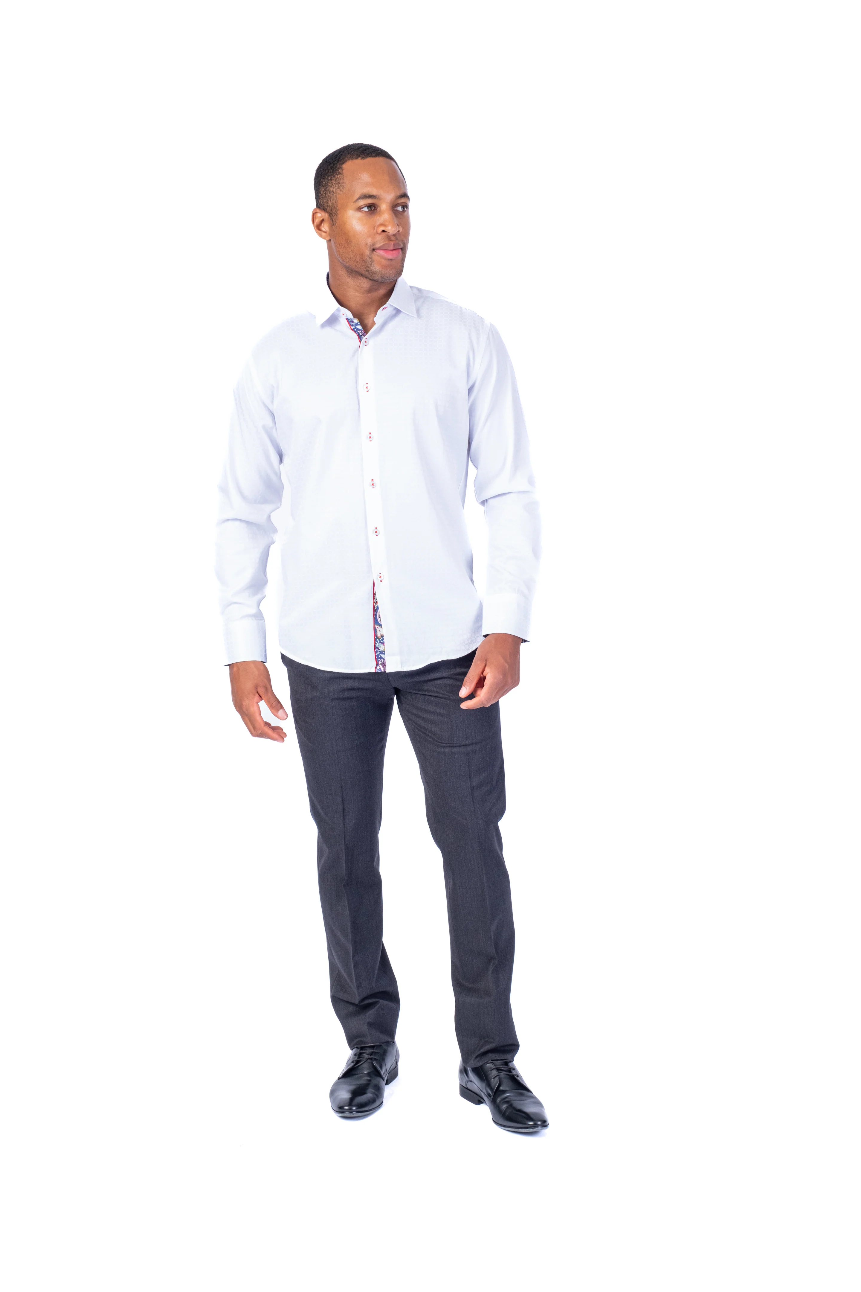 Tonal Check "Ken" Sport Shirt - White - Image 3