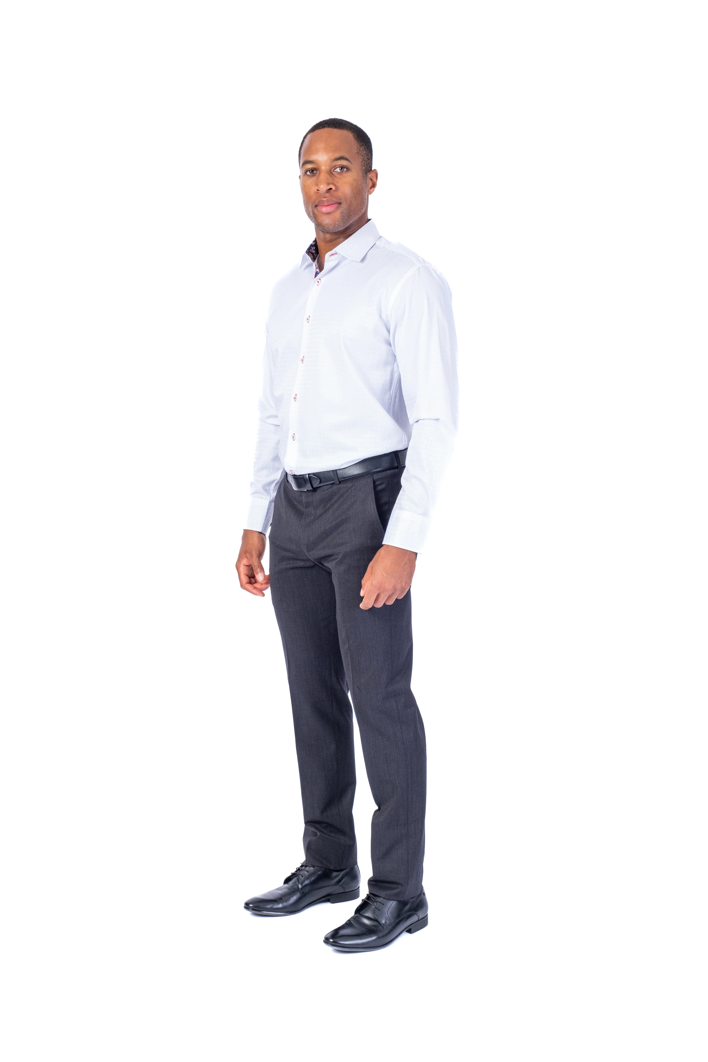 Tonal Check "Ken" Sport Shirt - White - Image 5
