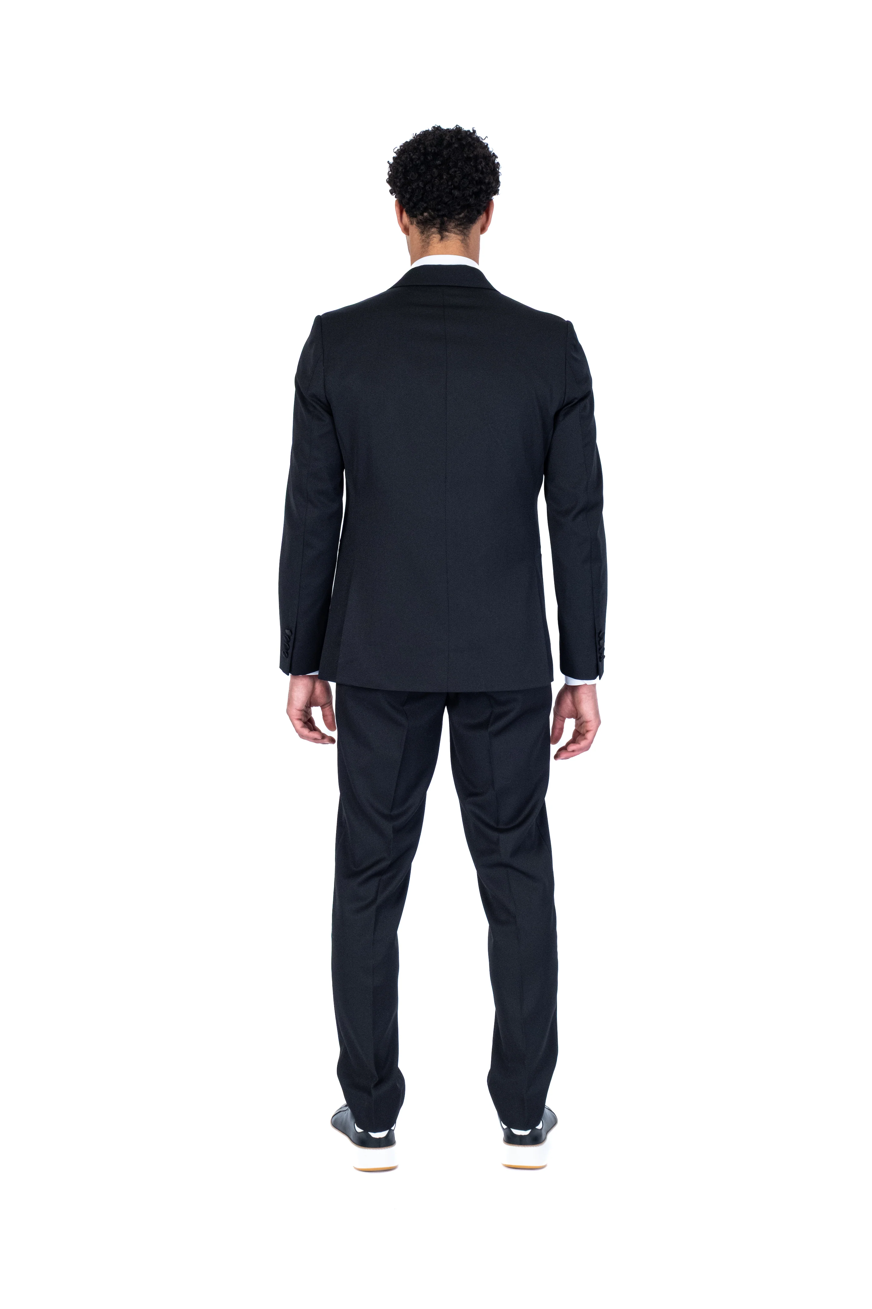 Tonal Diamond Textured Tuxedo - Black - Image 4