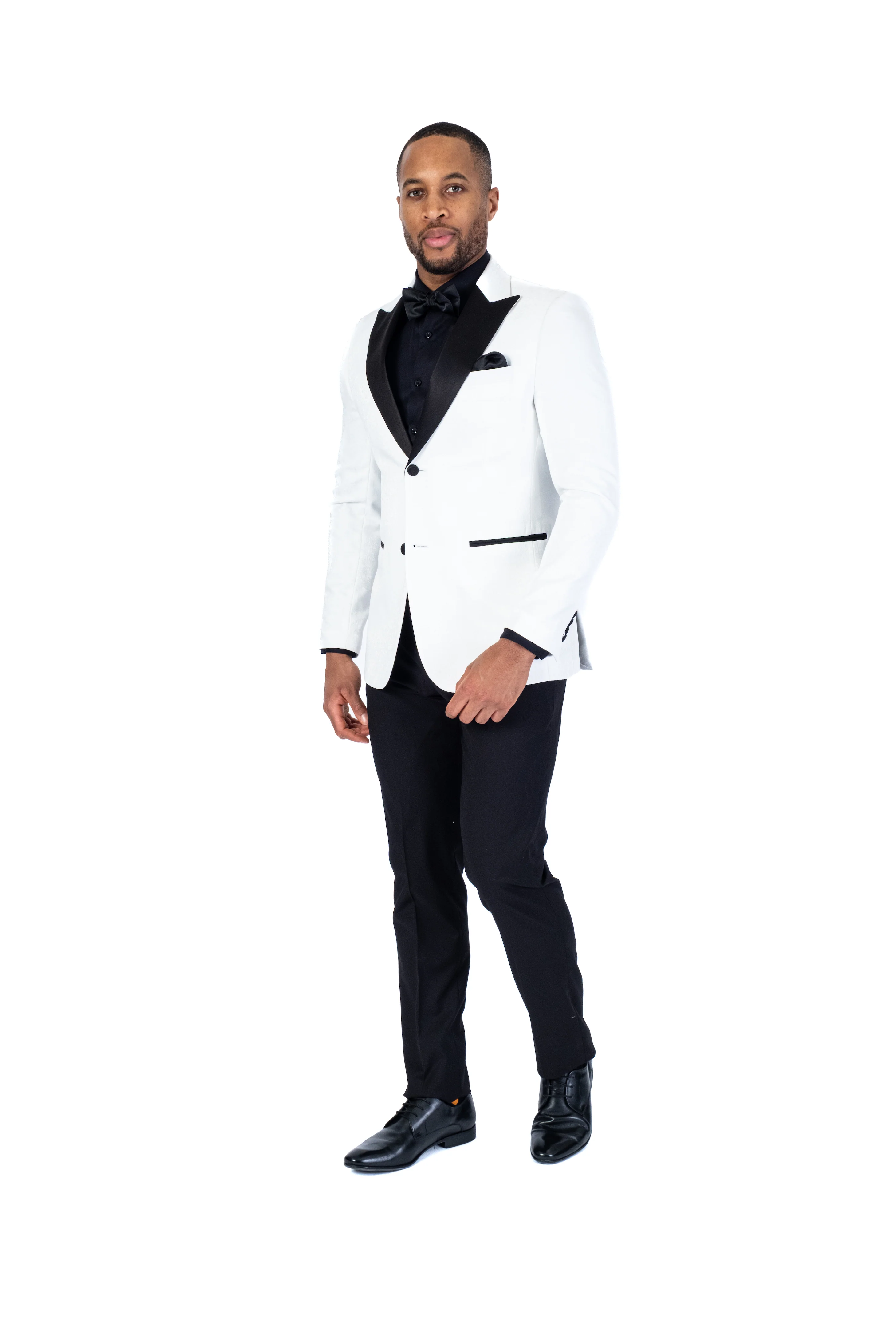 Tonal Paisley Tux w/ Solid Pant - White - Image 3