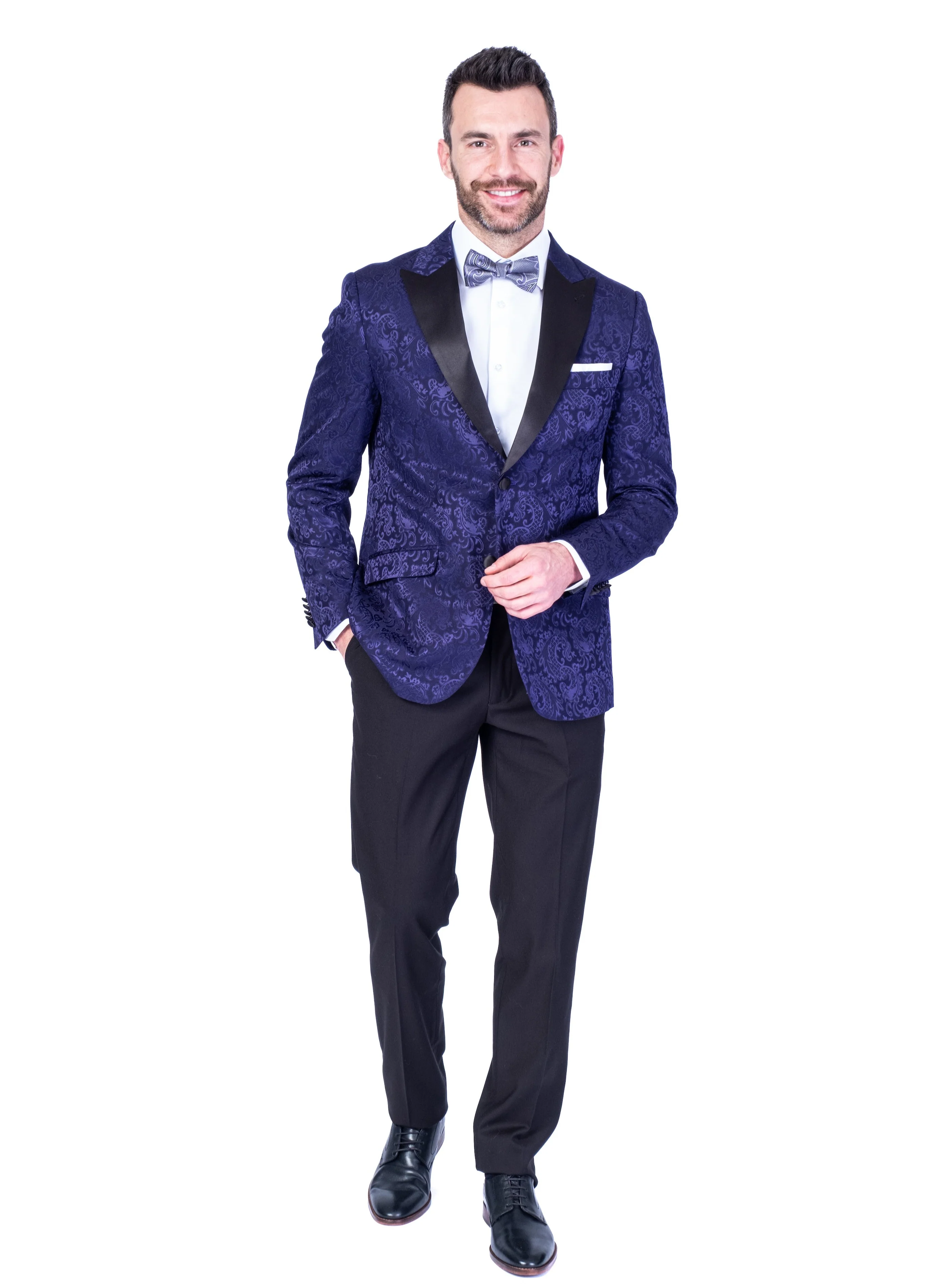 Tonal Paisley Tuxedo Blazer - Purple - Image 2