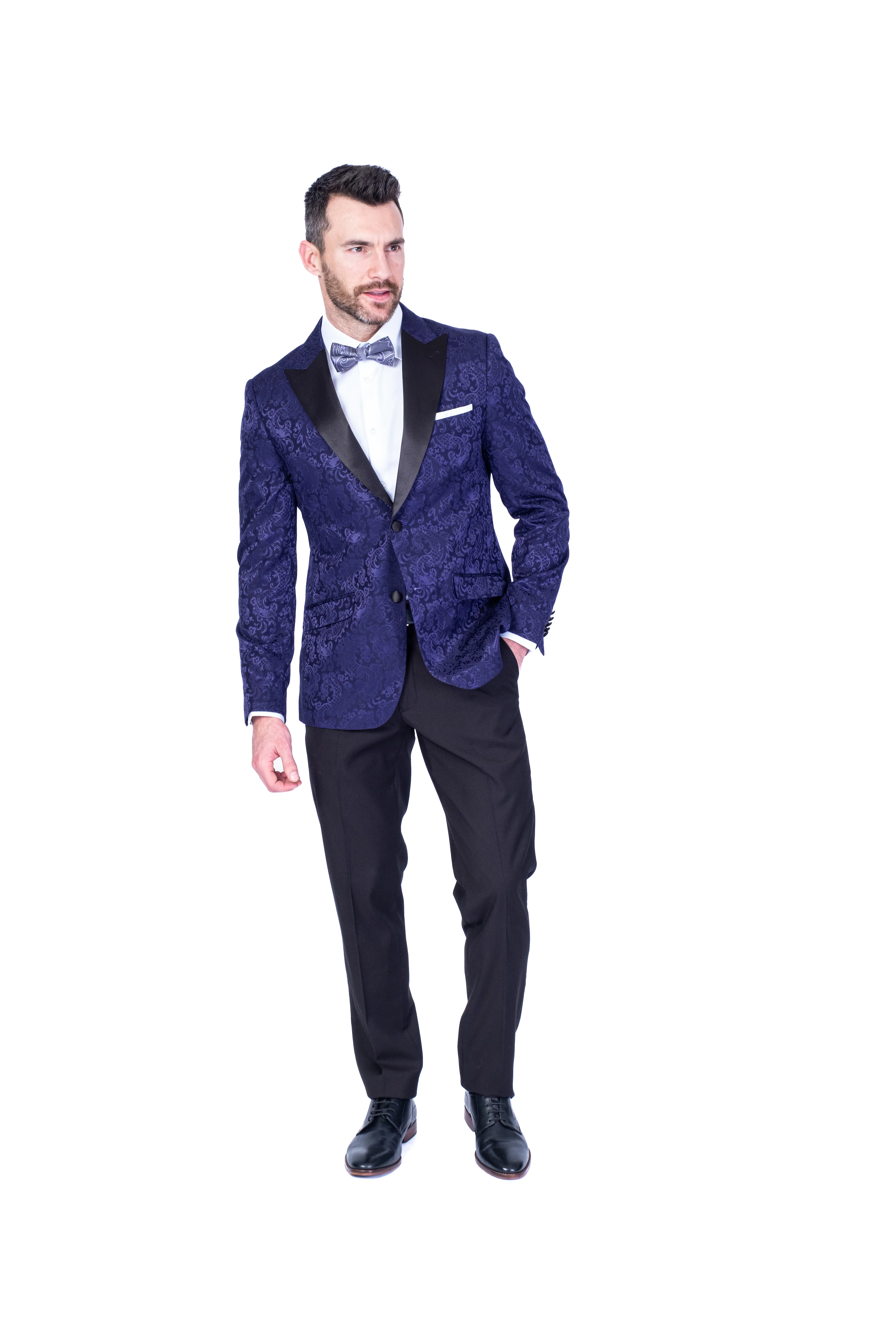 Tonal Paisley Tuxedo Blazer - Purple - Image 3