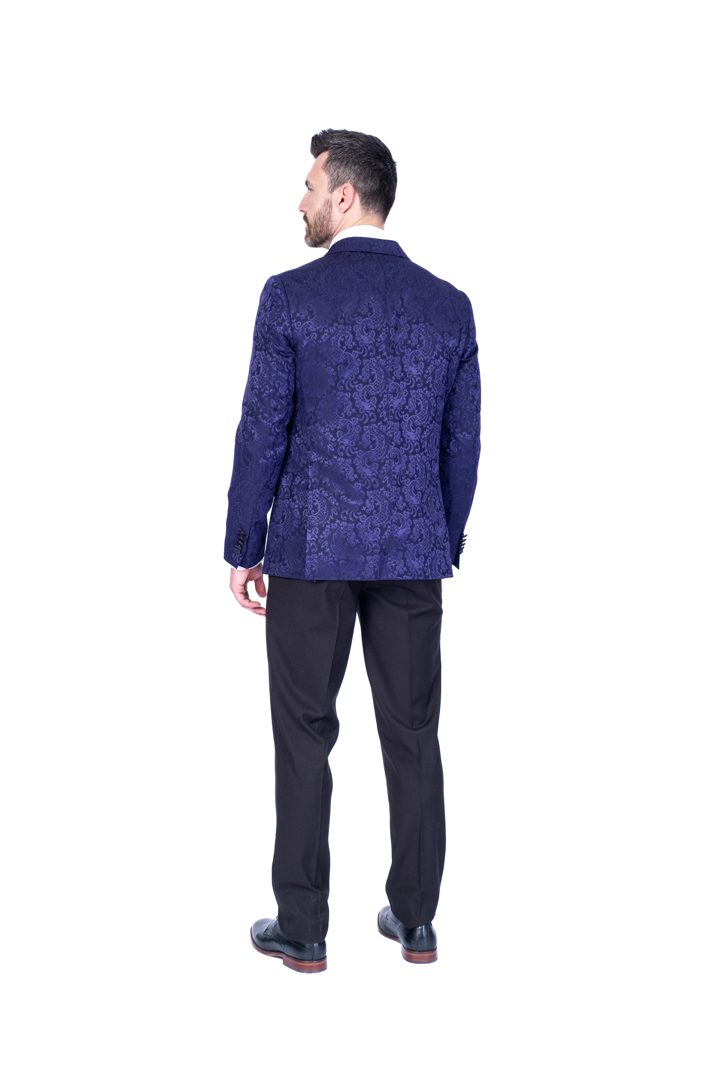 Tonal Paisley Tuxedo Blazer - Purple - Image 4