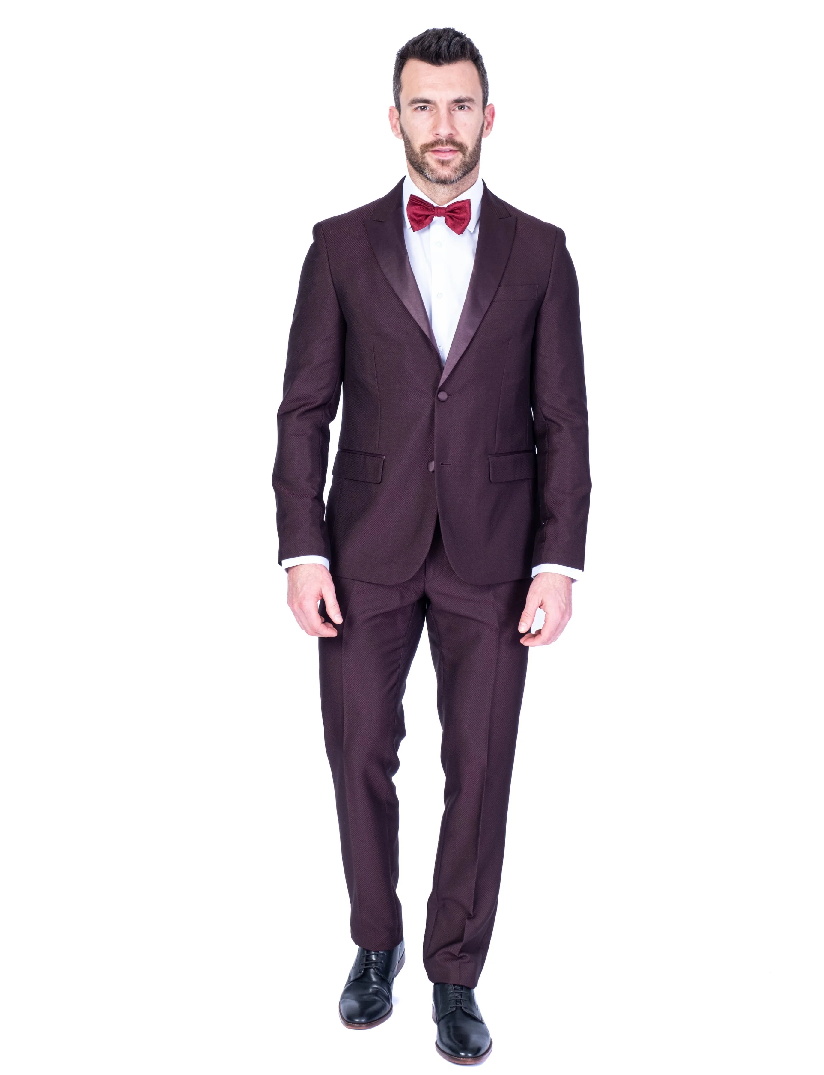 Tonal Textured Tuxedo - Burgundy - Image 2