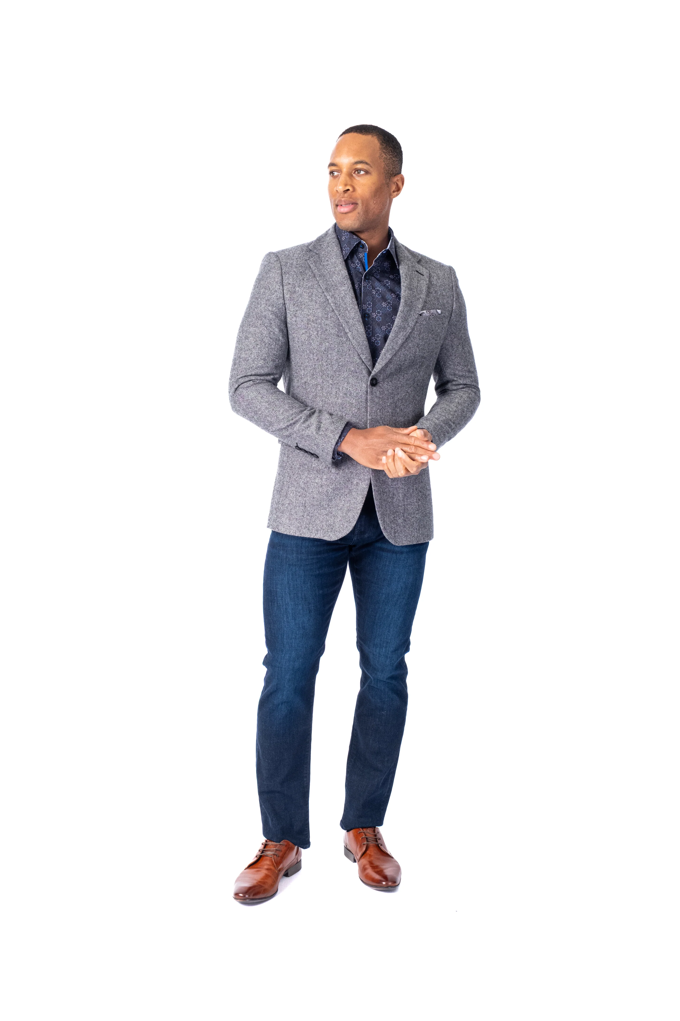 Tweed Blazer - Grey/Black - Image 3