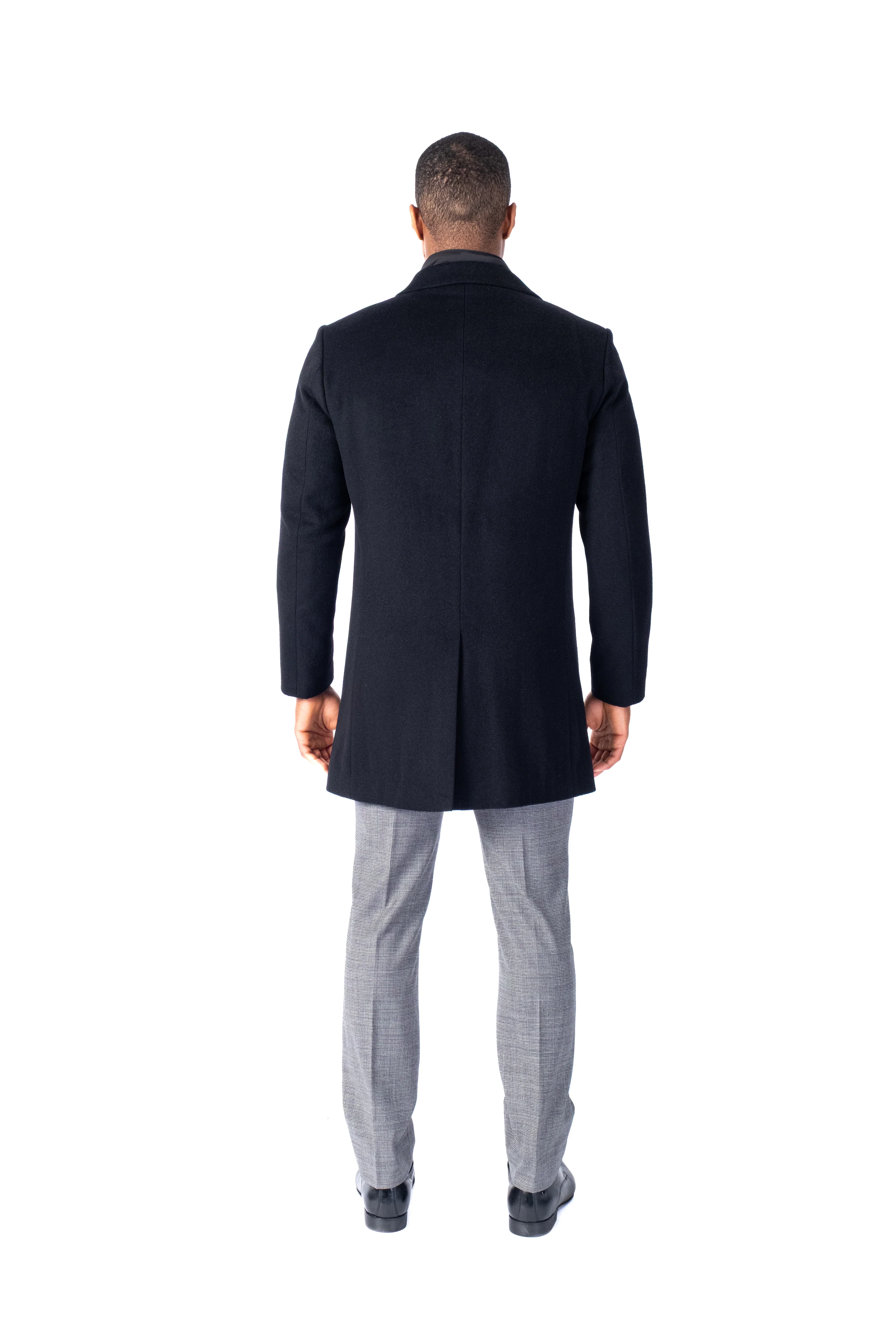 Wool/Cashmere 36" Double-Collar Topcoat - Black - Image 4