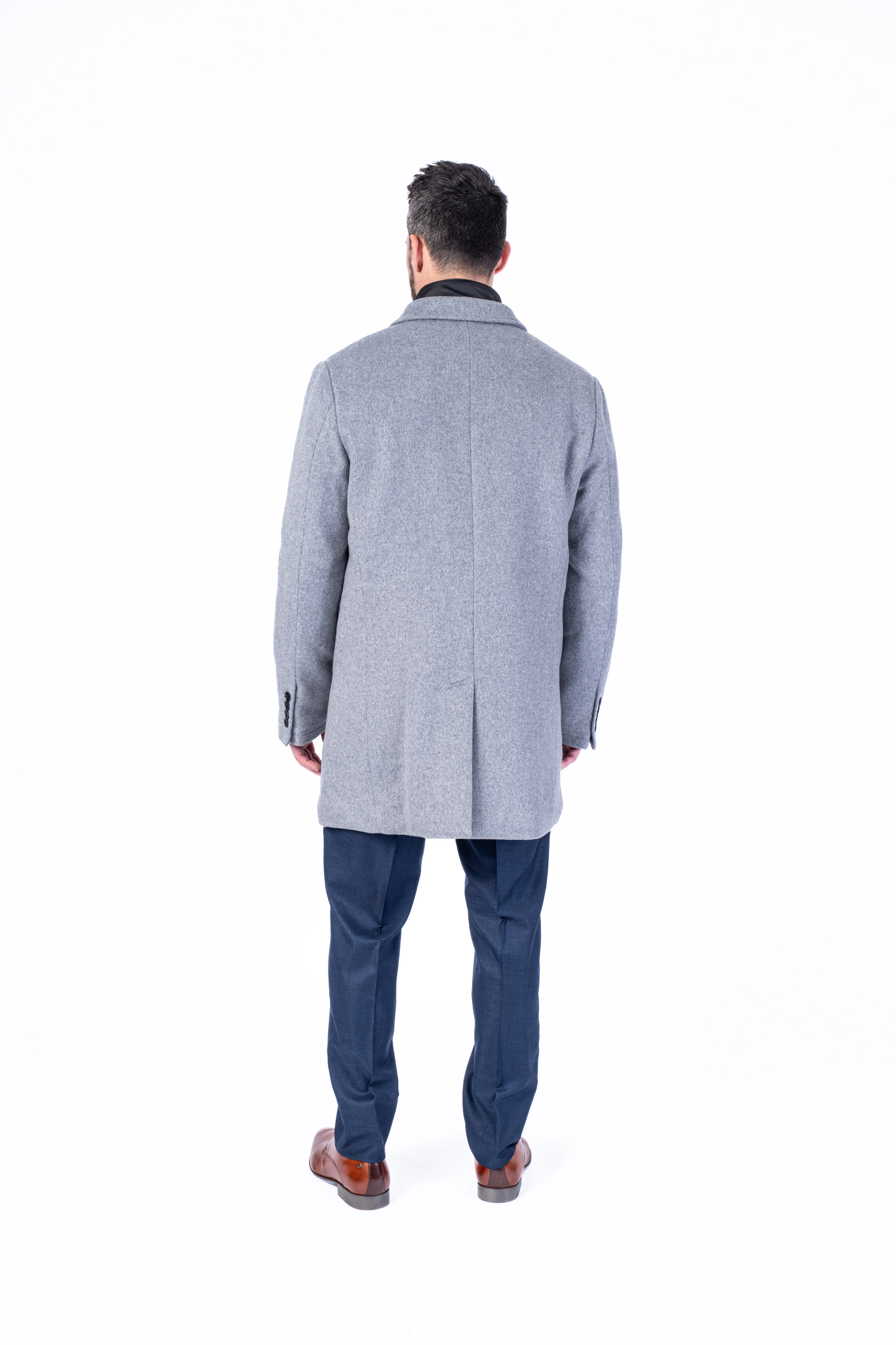 Wool & Cashmere 3/4 Double-Collar Topcoat - Silver - Image 6
