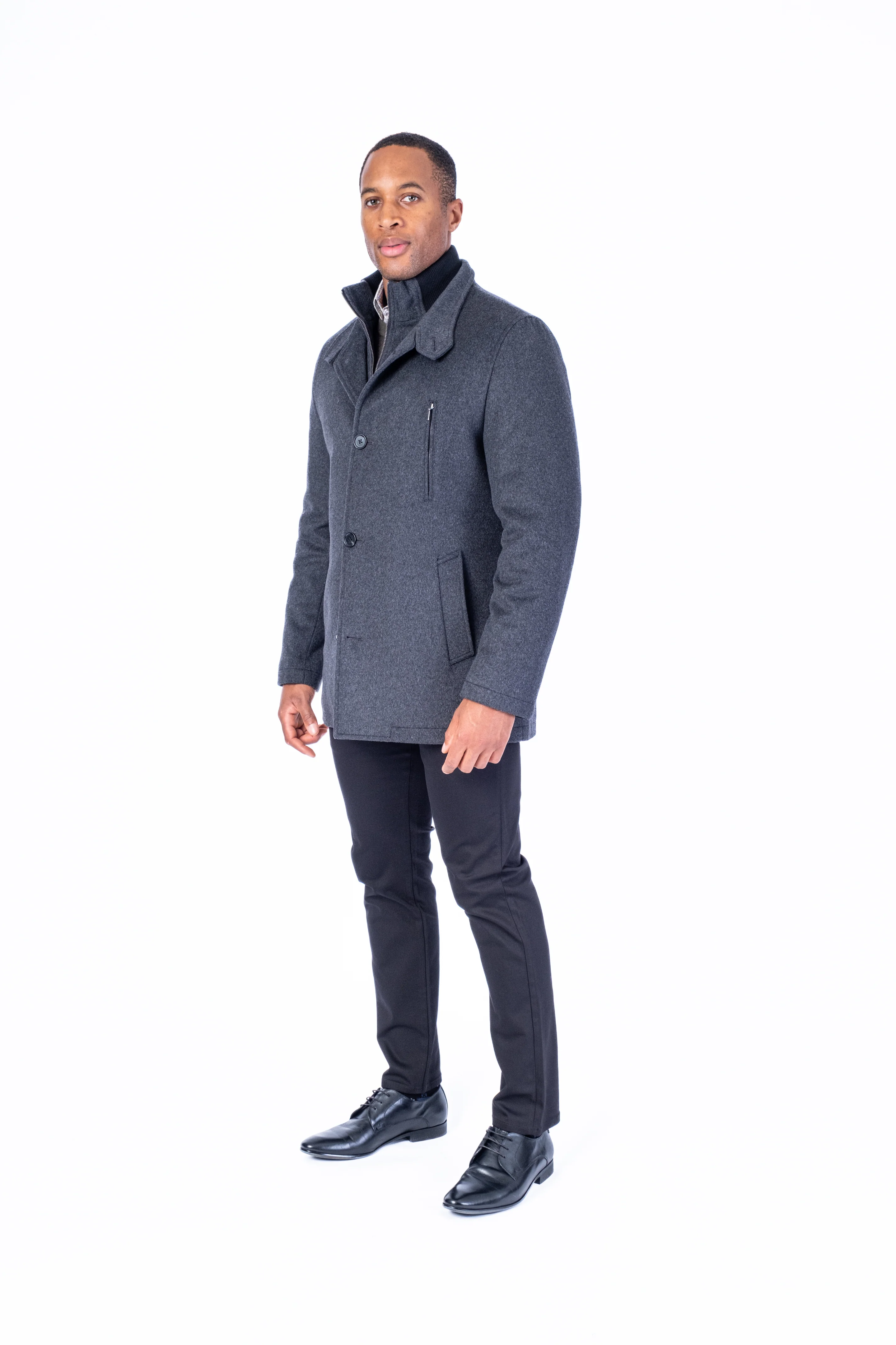 Wool & Cashmere Car Coat - Charcoal - Image 3