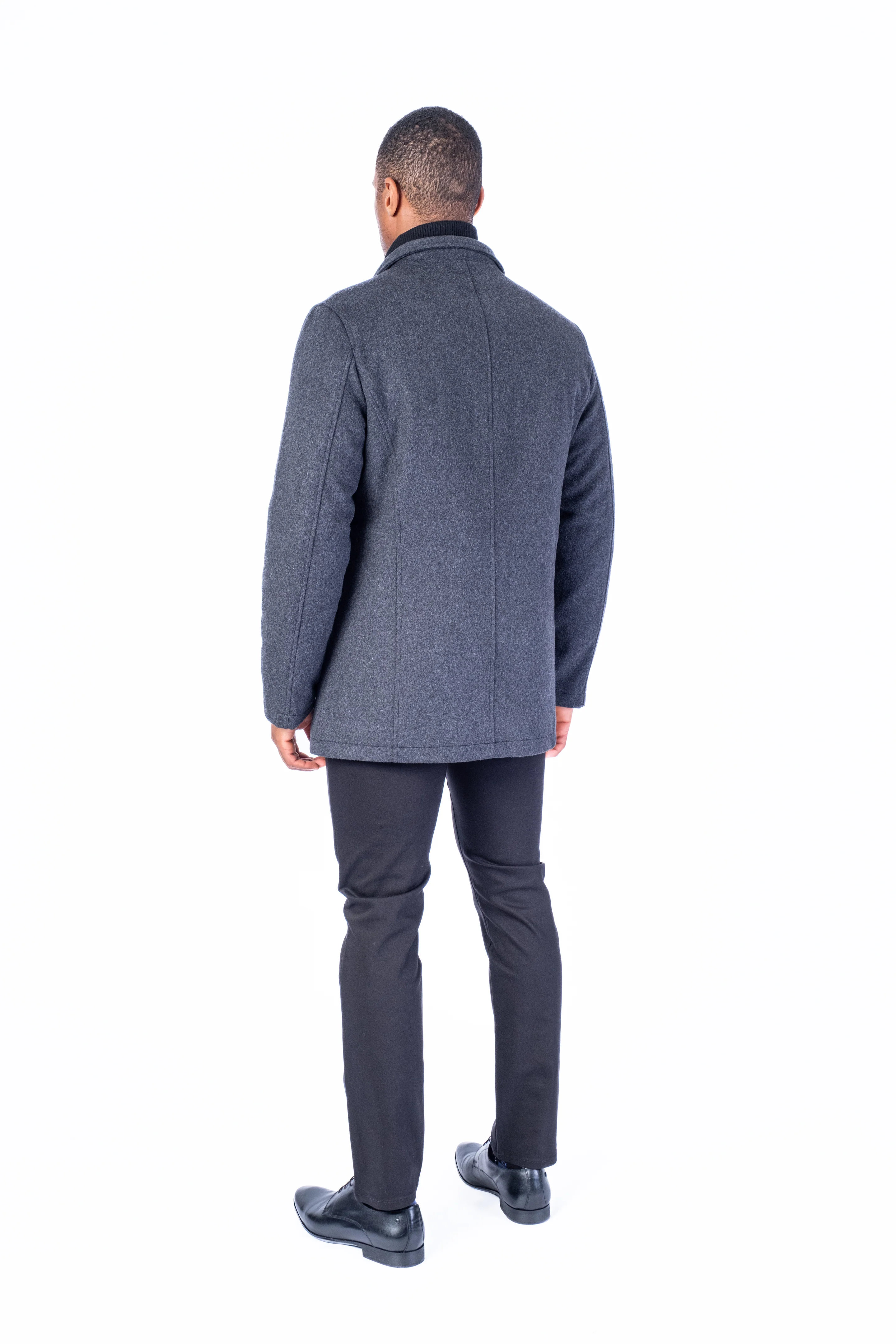 Wool & Cashmere Car Coat - Charcoal - Image 4