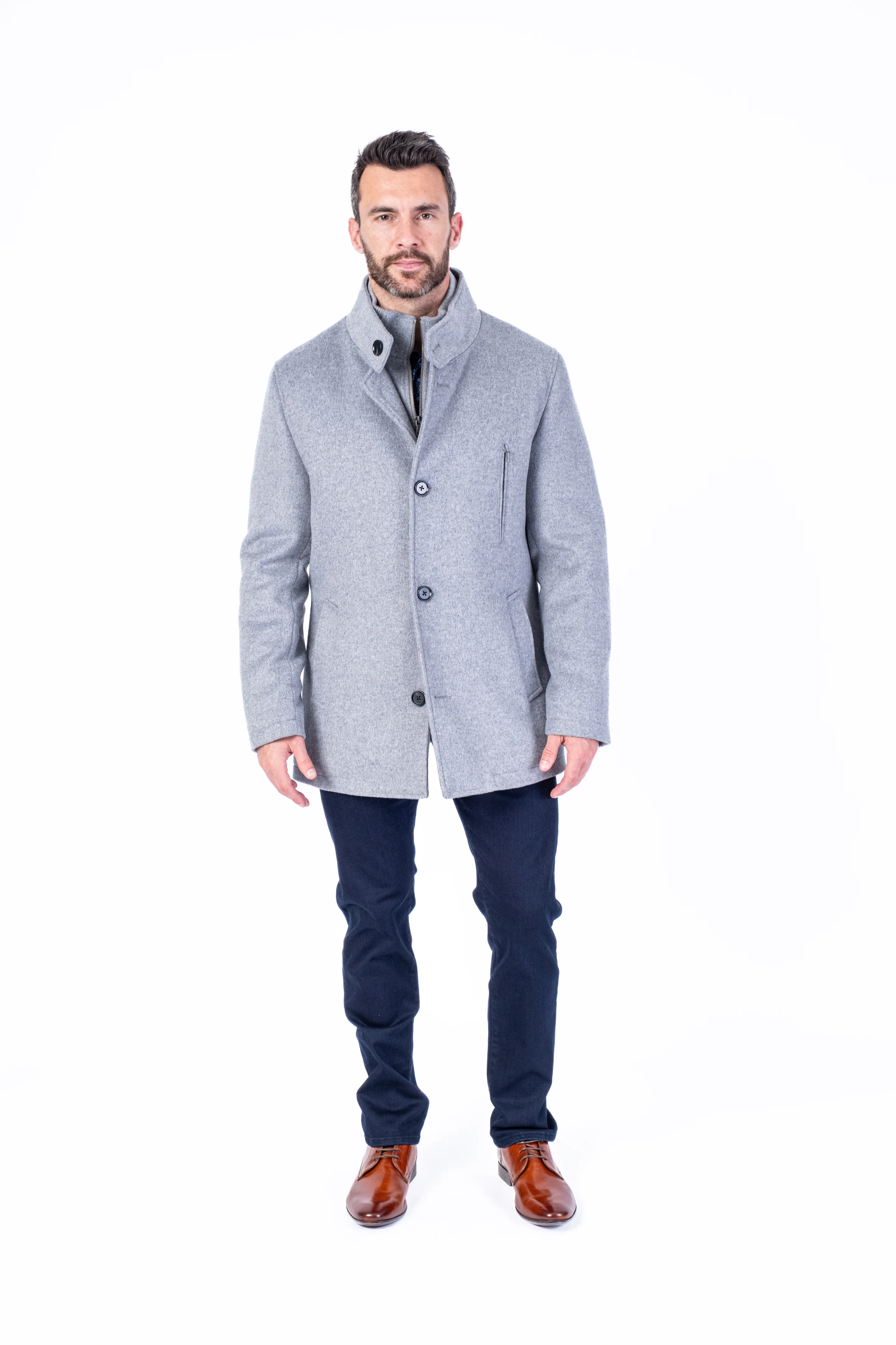 Wool & Cashmere Car Coat - Silver - Image 3