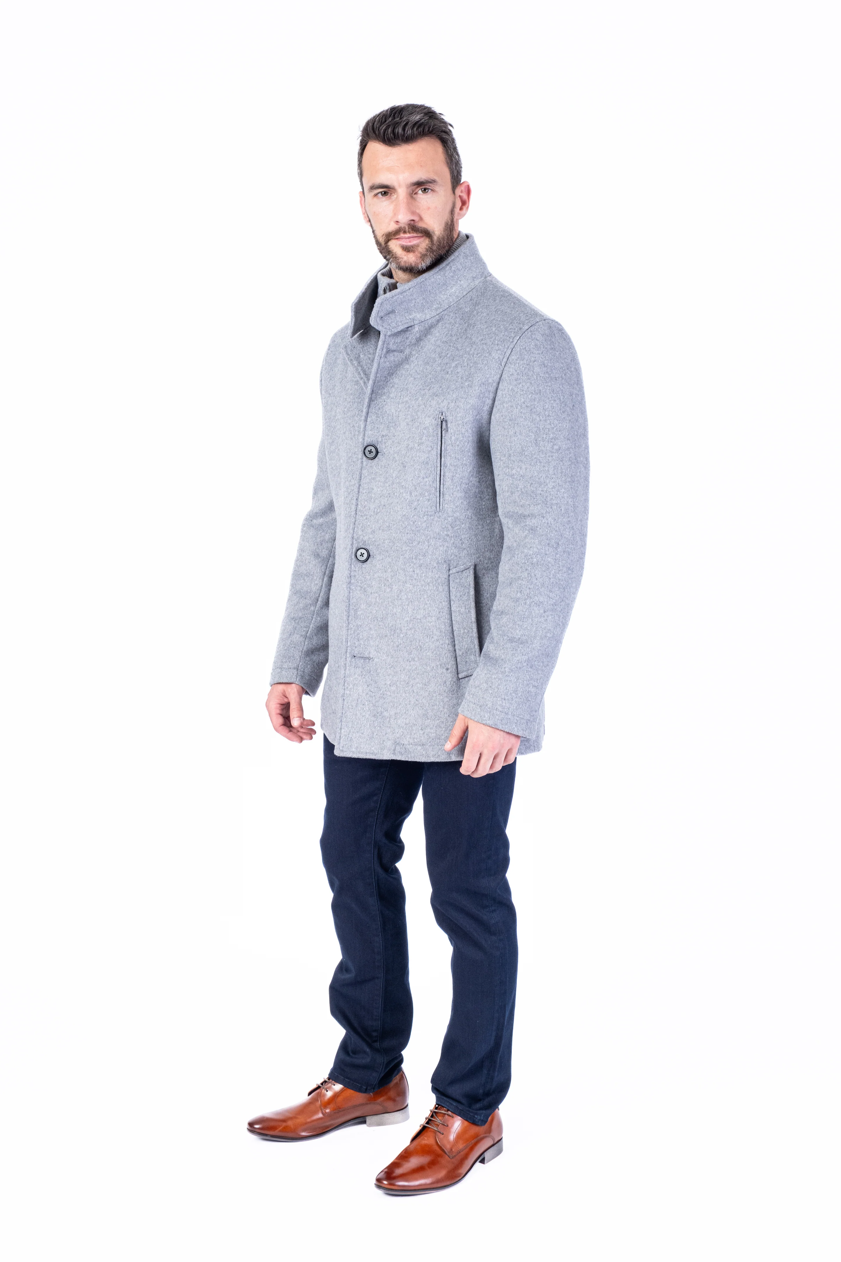 Wool & Cashmere Car Coat - Silver - Image 4