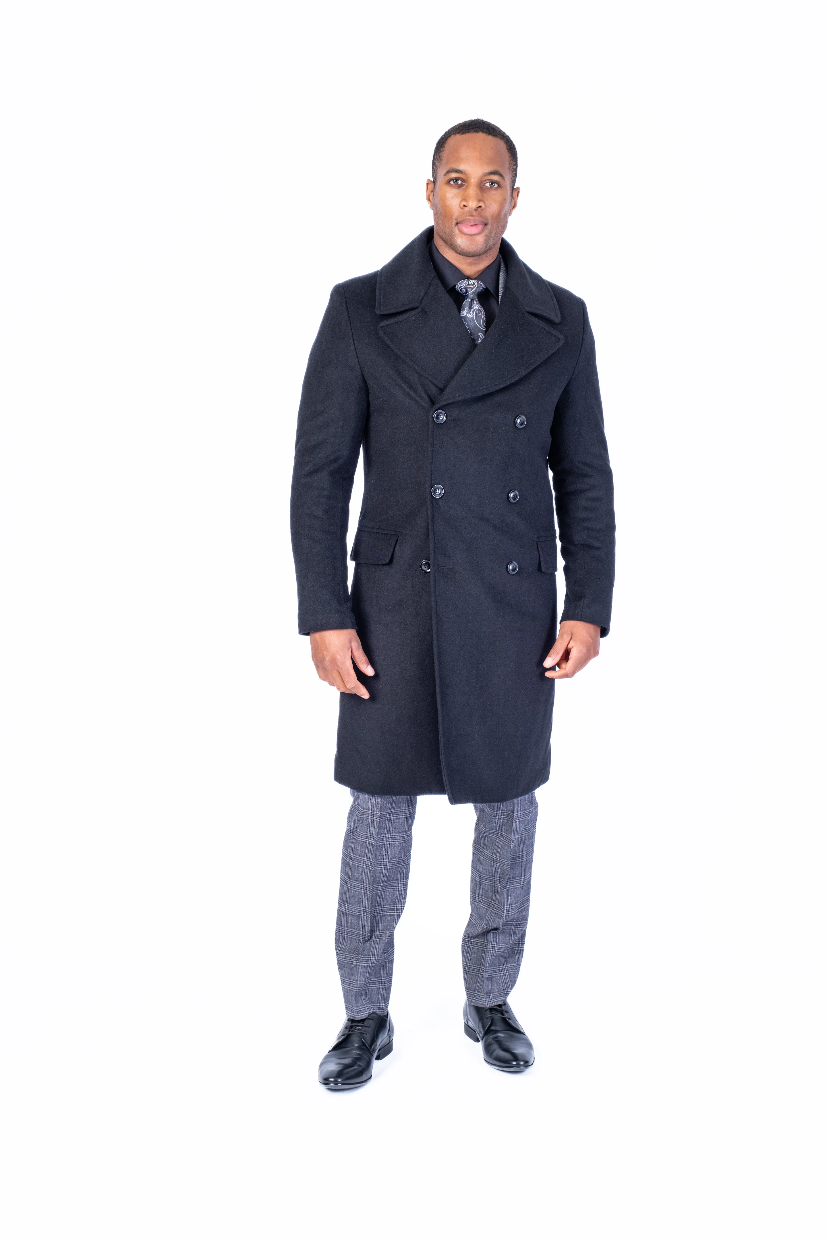Wool & Cashmere Double-Breasted Topcoat - Black - Image 3