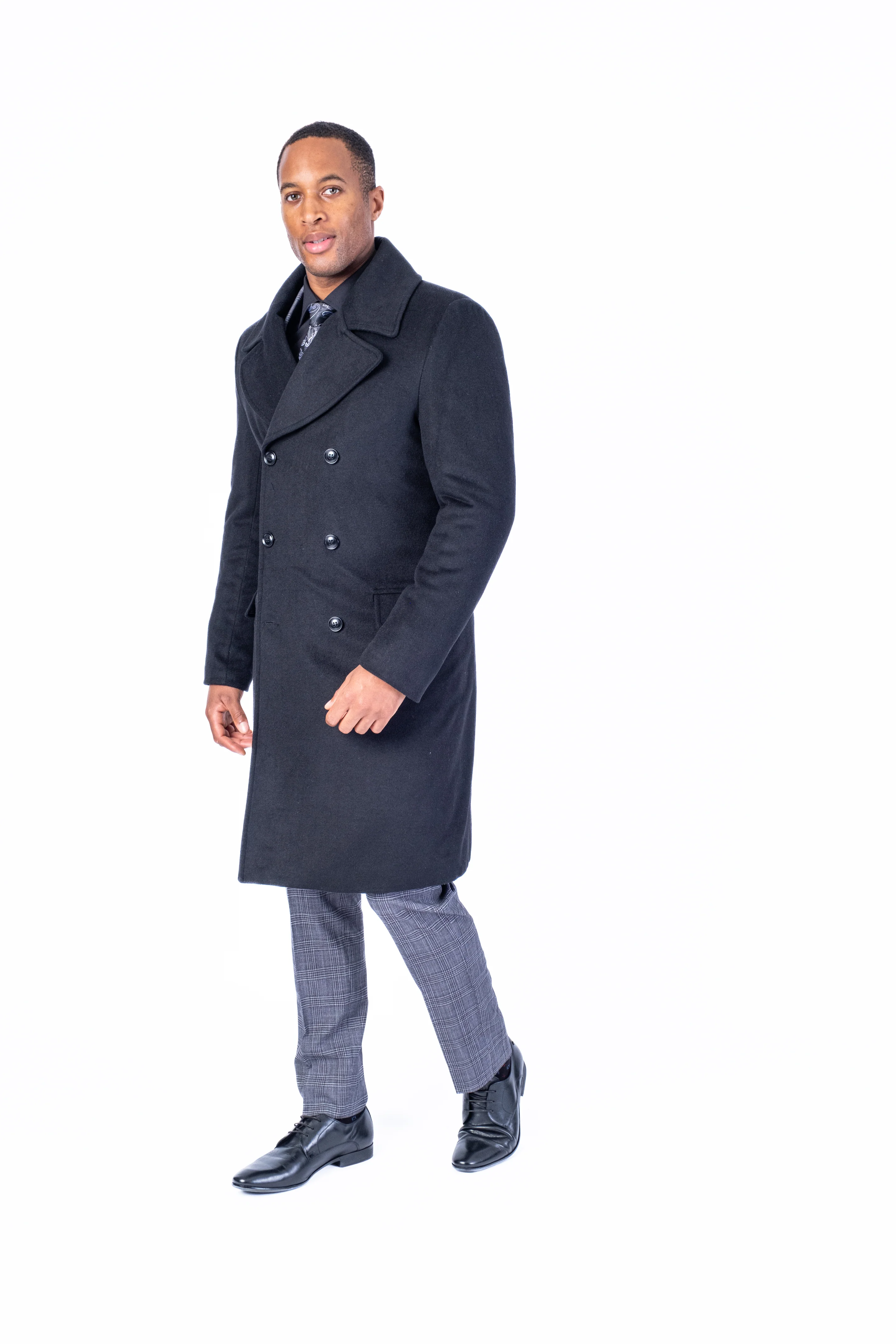 Wool & Cashmere Double-Breasted Topcoat - Black - Image 4