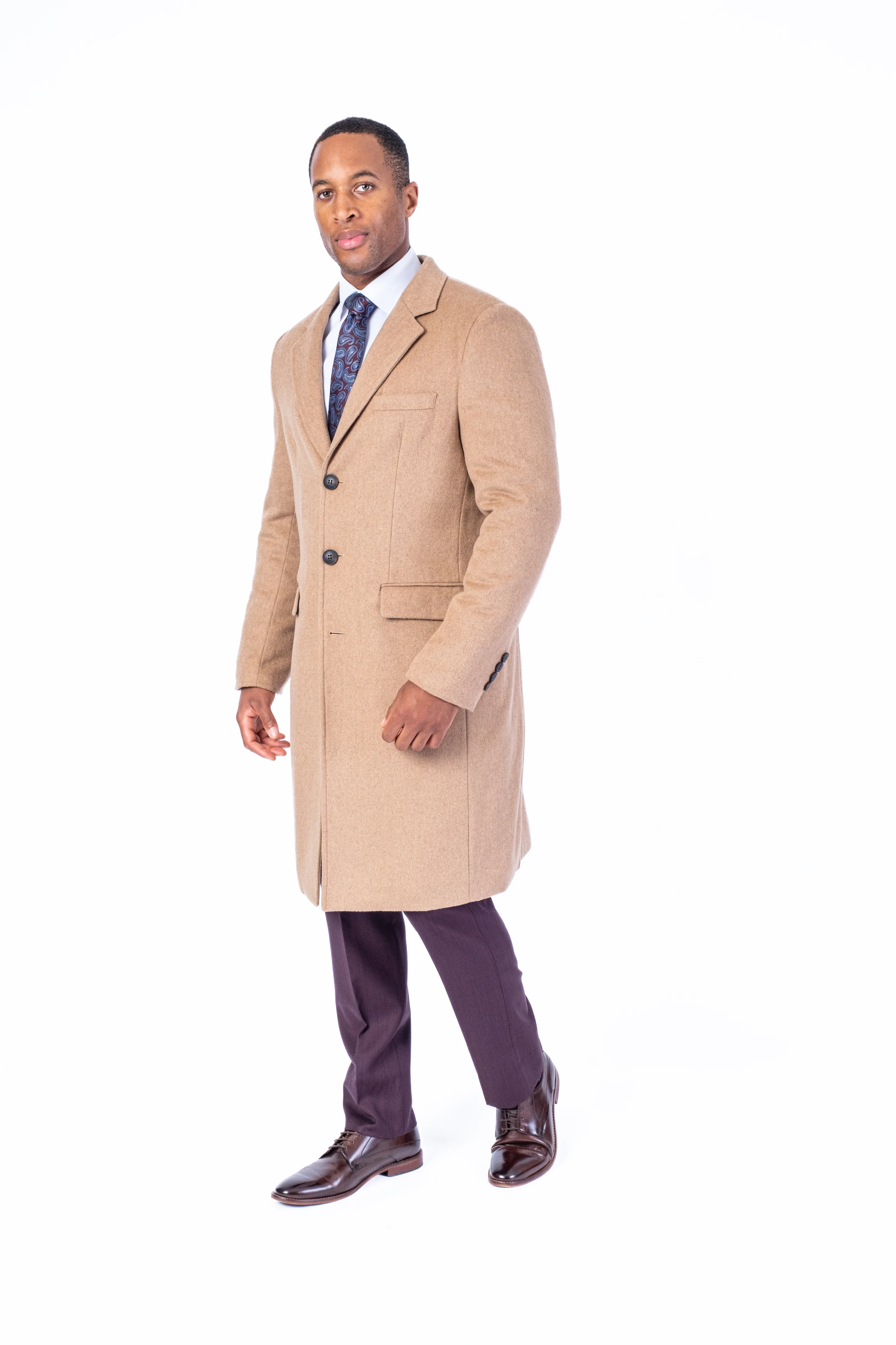 Wool & Cashmere Full Length Topcoat - Camel - Image 3