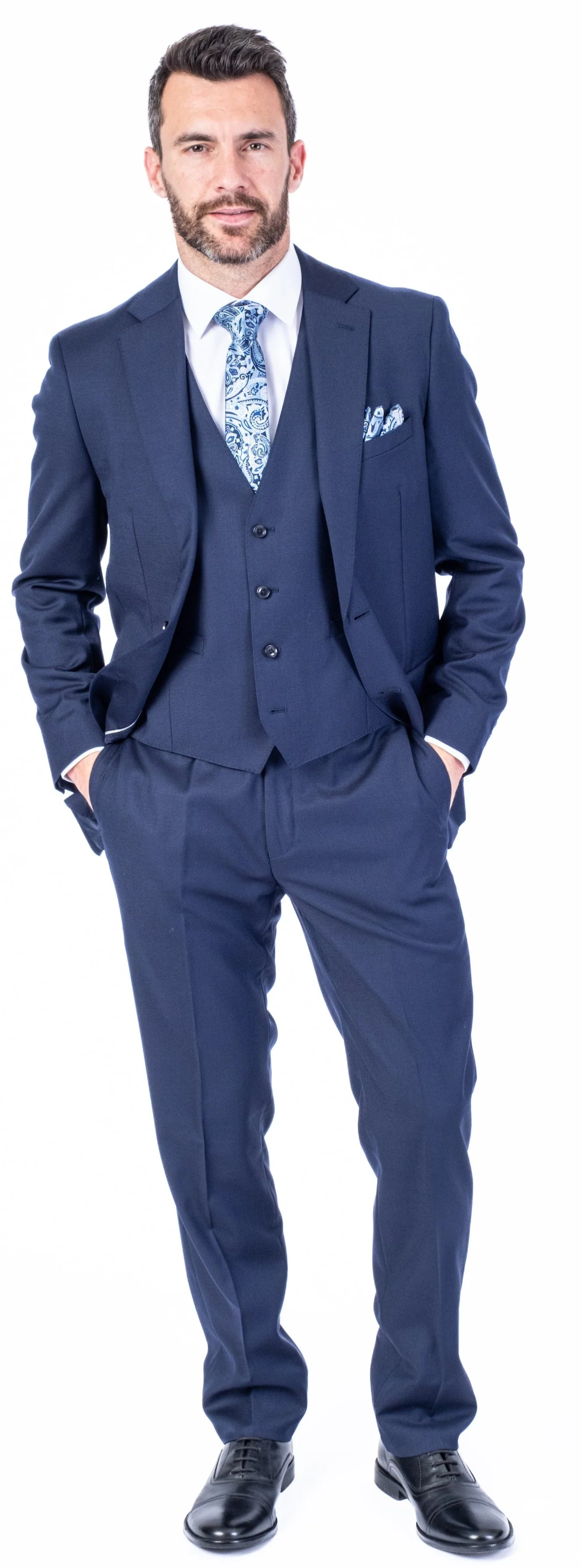 X-Fit 3pc Solid Stretch Suit - Navy - Image 3