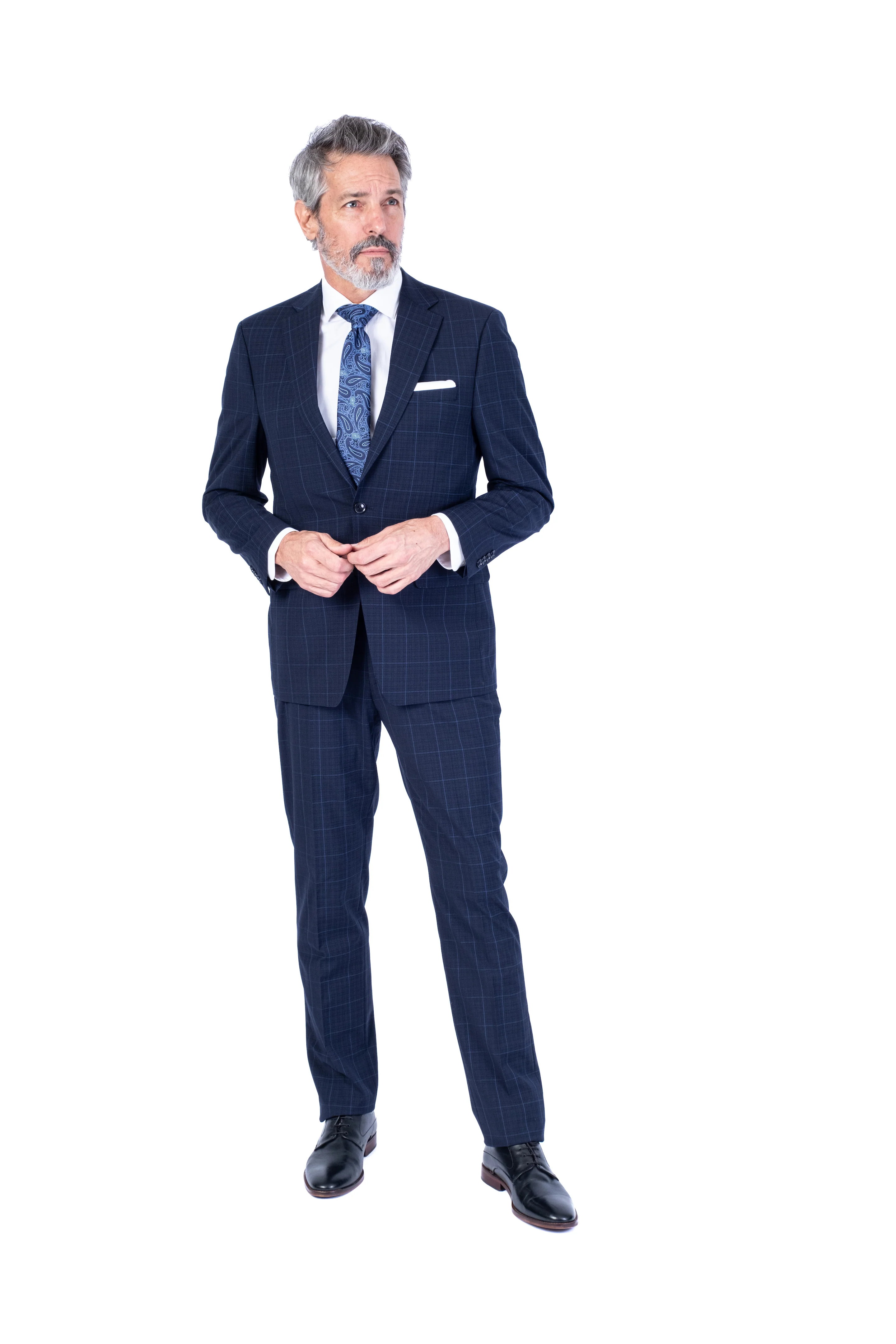 X-Slim Check Suit - Navy - Image 3