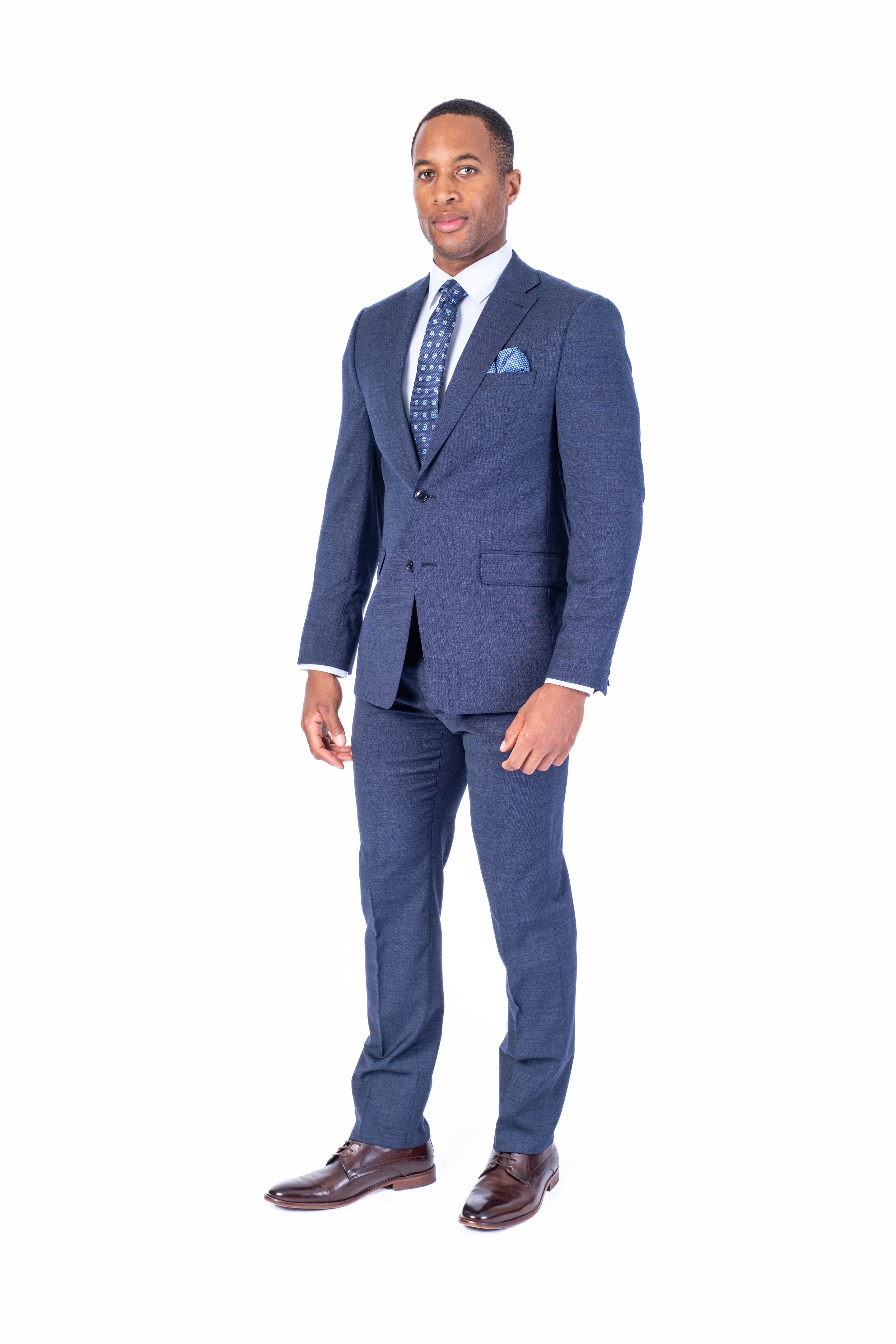 X-Slim Textured Suit - Navy - Image 3